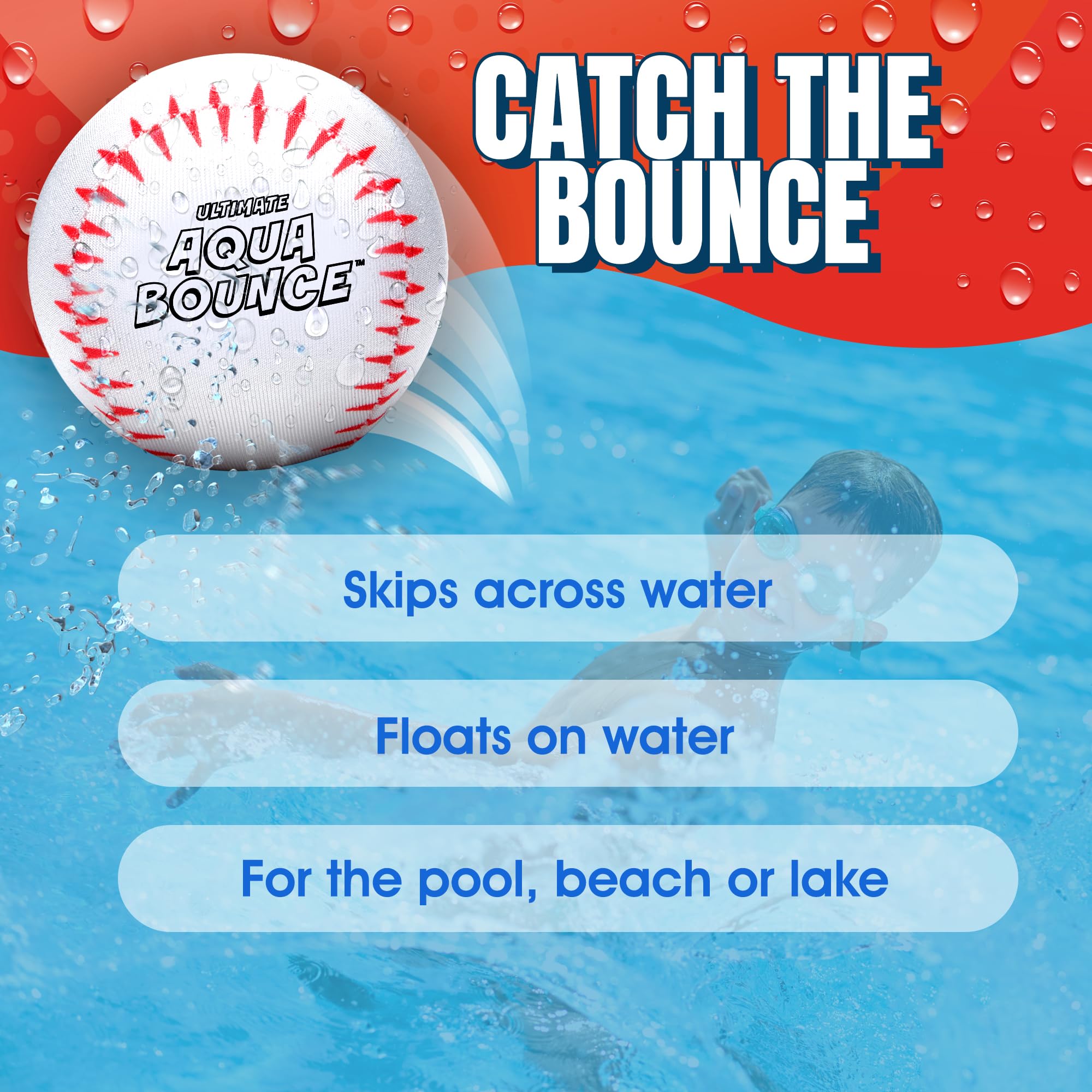 Ultimate Larger 3” Size Skip Balls (Baseball) Beach Pool Toys for Kids Ages 8-12 Year Old Boys Girls Gifts Easter Basket Stuffers for Teens Family Fun Water Games Adult Men Women Best Birthday Present