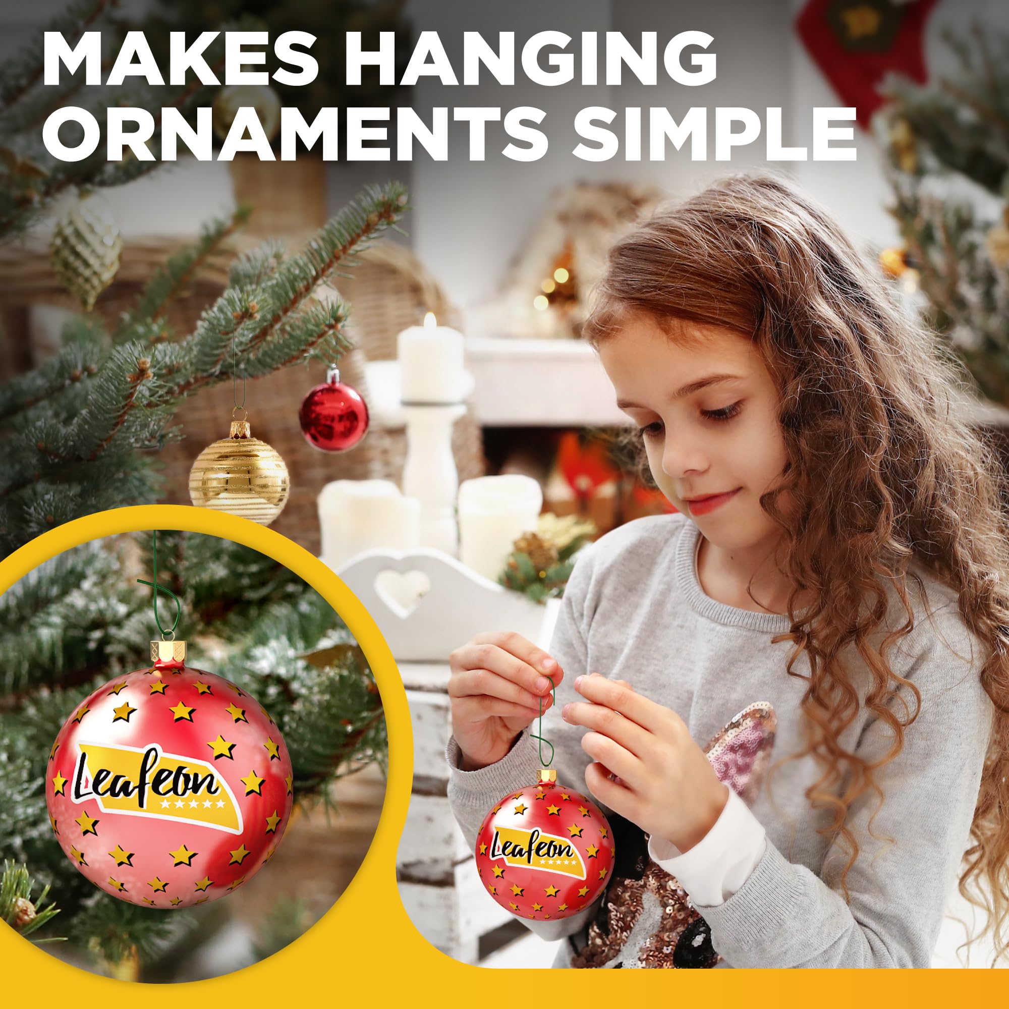 Leafeon 50 Pack Christmas Ornament Hooks ā Essential Christmas Ornament Hangers ā Great Ornament Hooks for Christmas Tree Decoration (Green)
