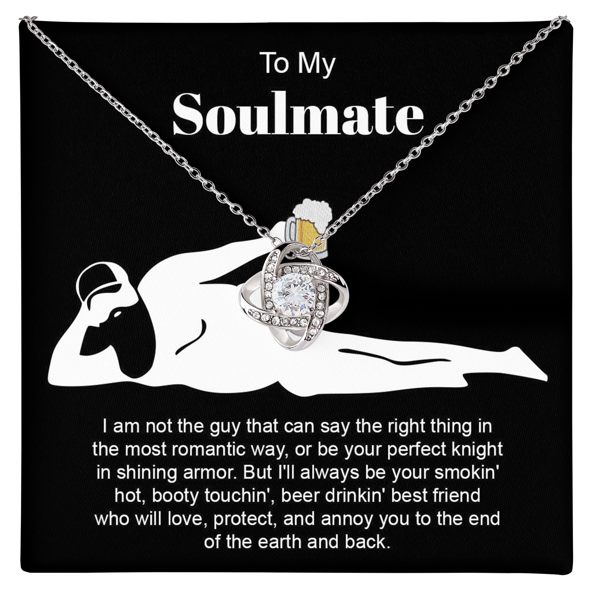 To My Soulmate Necklace For Women, Funny Gifts For Girlfriend, Personalized Christmas Presents For Girlfriend, Best Birthday Meaningful Gift Ideas For Wife, Women Romantic Jewelry For Her Anniversary