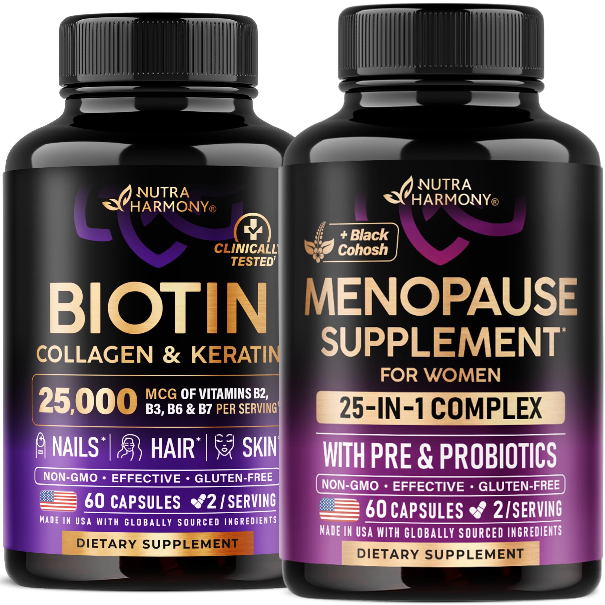 NUTRAHARMONY Biotin, Collagen, Keratin & Menopause Capsules