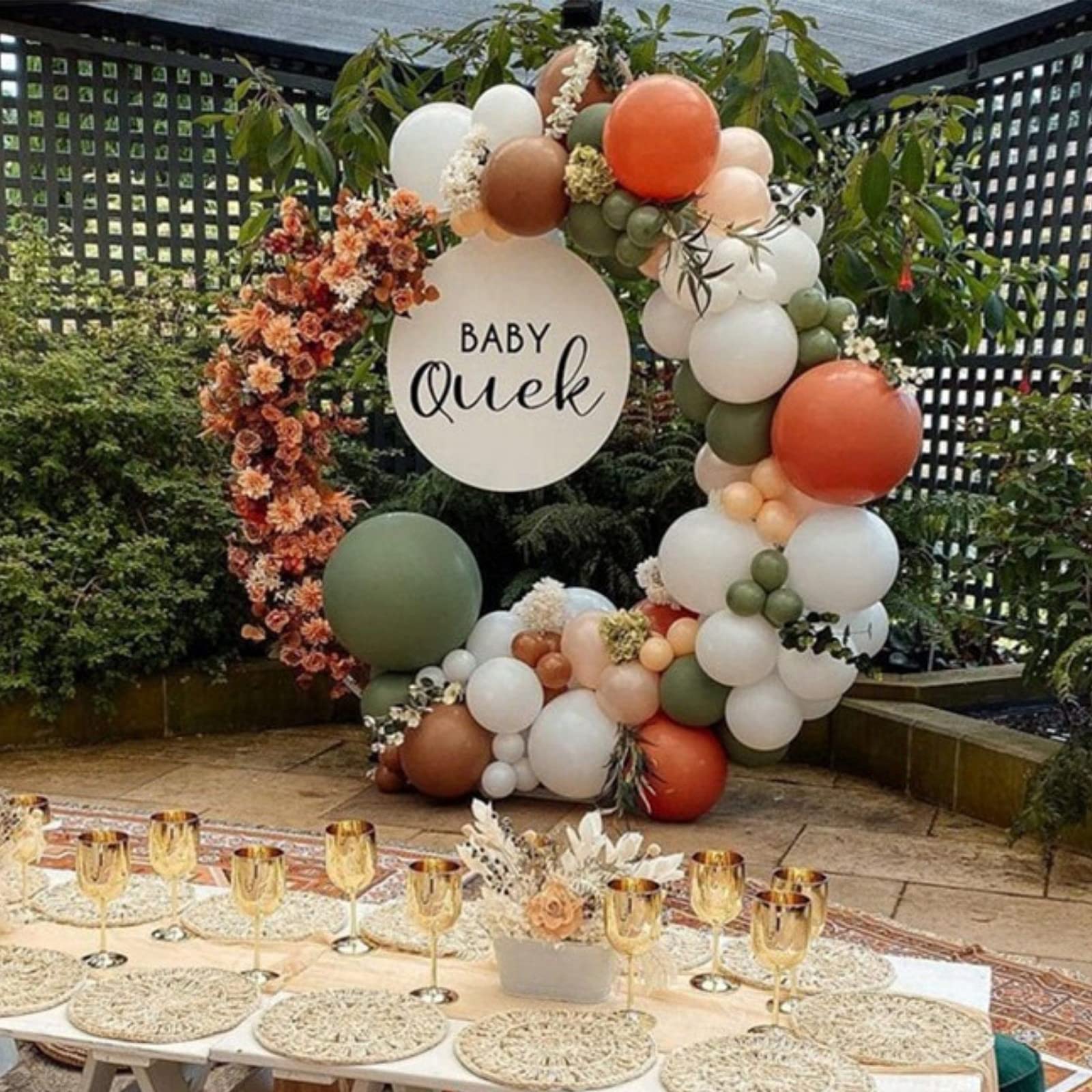 PartyWoo 140 pcs Green Balloon Garland Kit, Pack of Green, Sage Olive Caramel, Nude, Metallic Gold & Dark Balloons for Birthday Decorations, Baby Shower Wedding Decorations