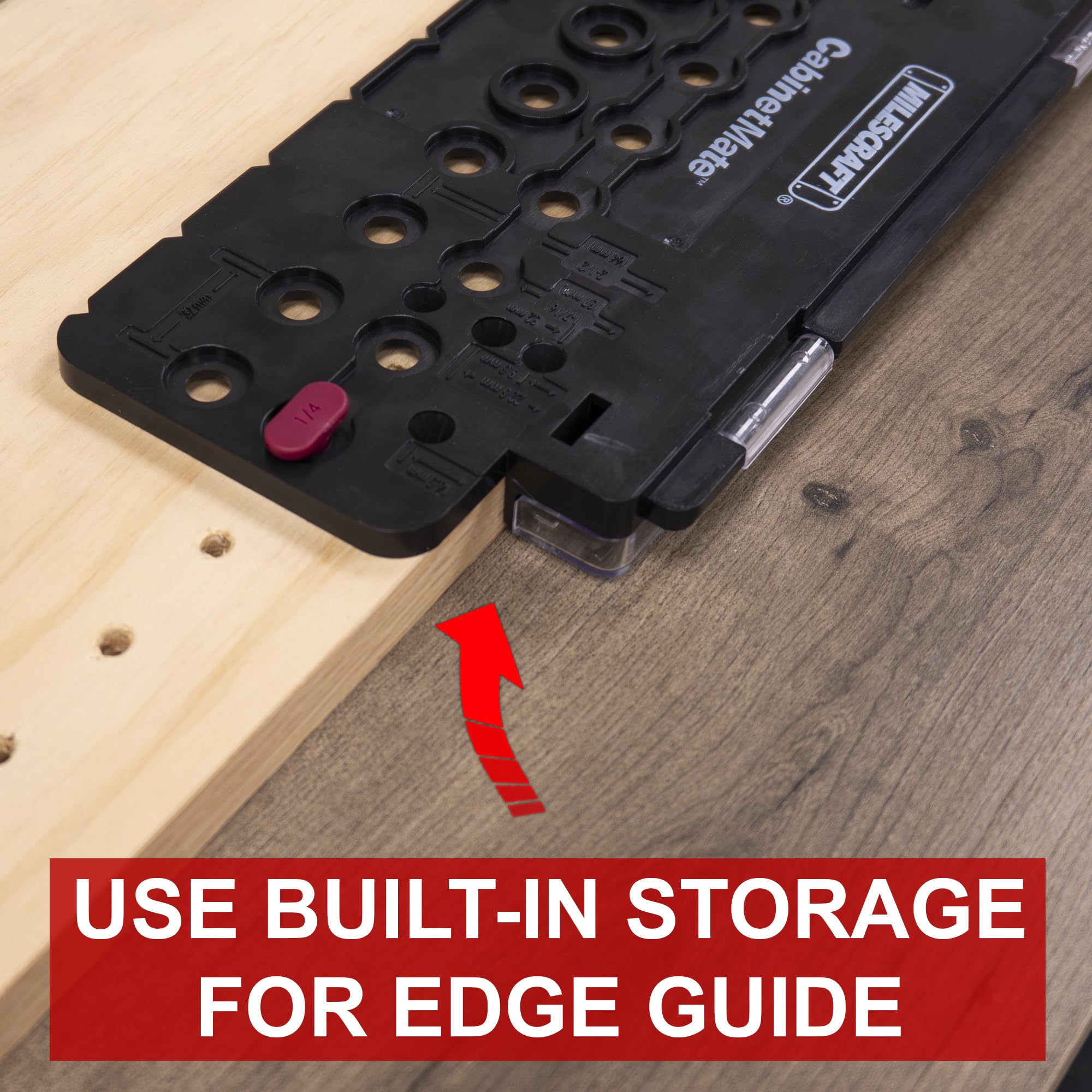 Milescraft 1316 Cabinet Mate Shelf Pin Jig - Shelf Pin Drilling Jig to Create Holes for Wobble Free Shelves. Cabinet Hardware Jig / Drill Guide for Straight Holes