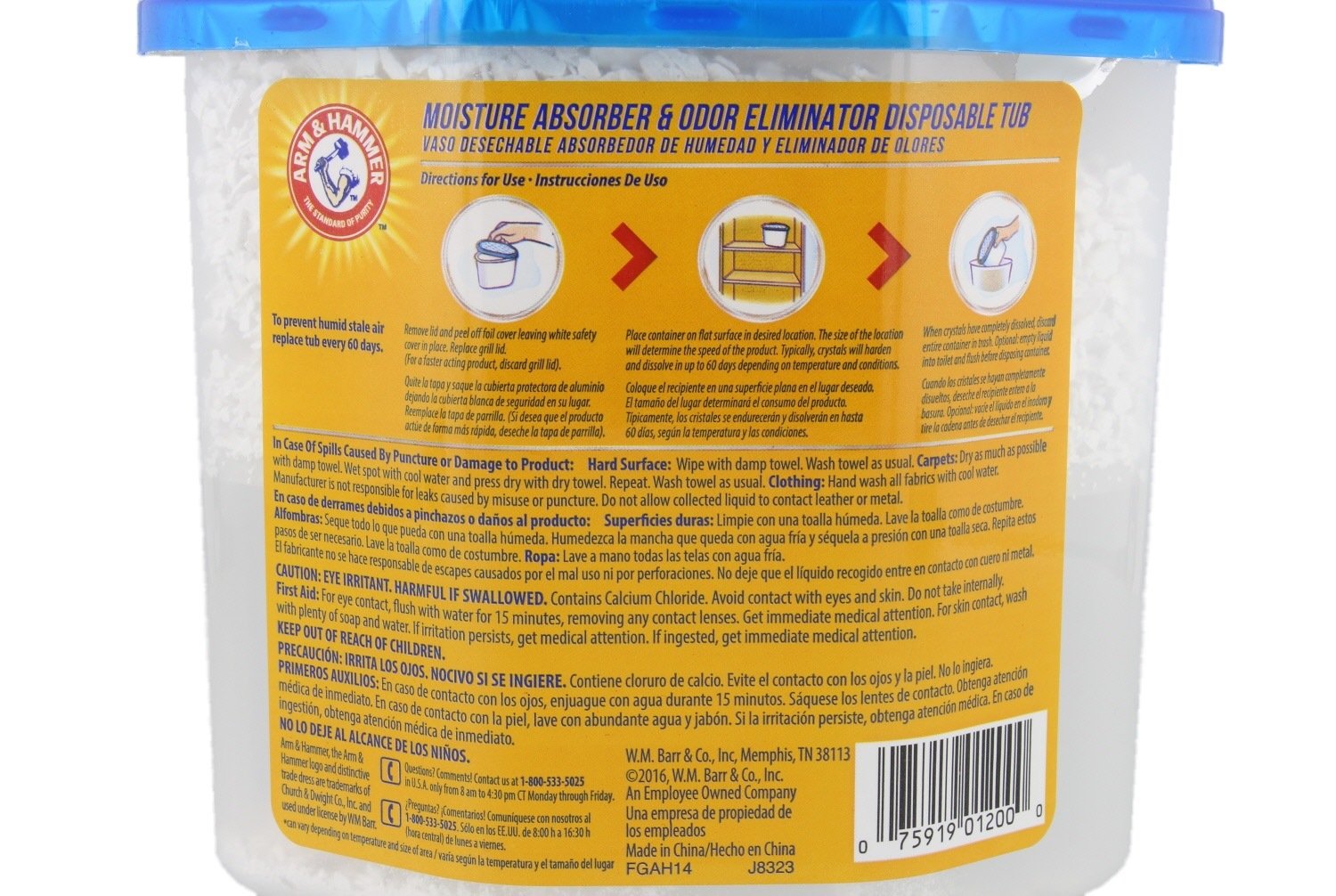 Arm & Hammer Moisture Absorber & Odor Eliminator 14oz Tub, 2 Pack - Eliminates Musty Odors & Freshens Air for Closets, Laundry Rooms, Mud Rooms