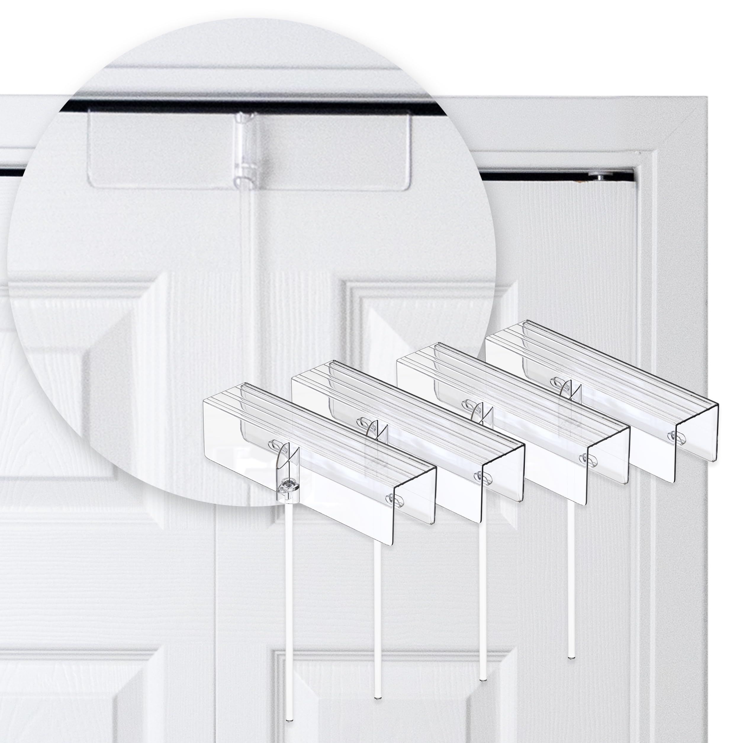 (4- Pack) - Safety Innovations Bi-fold Door Lock - Closet Protection Child and Pet Proof Bi-fold Door Lock - Tool-Free Installation - Unbreakable Clear Polycarbonate - for 1 3/8" Thick Wood Doors