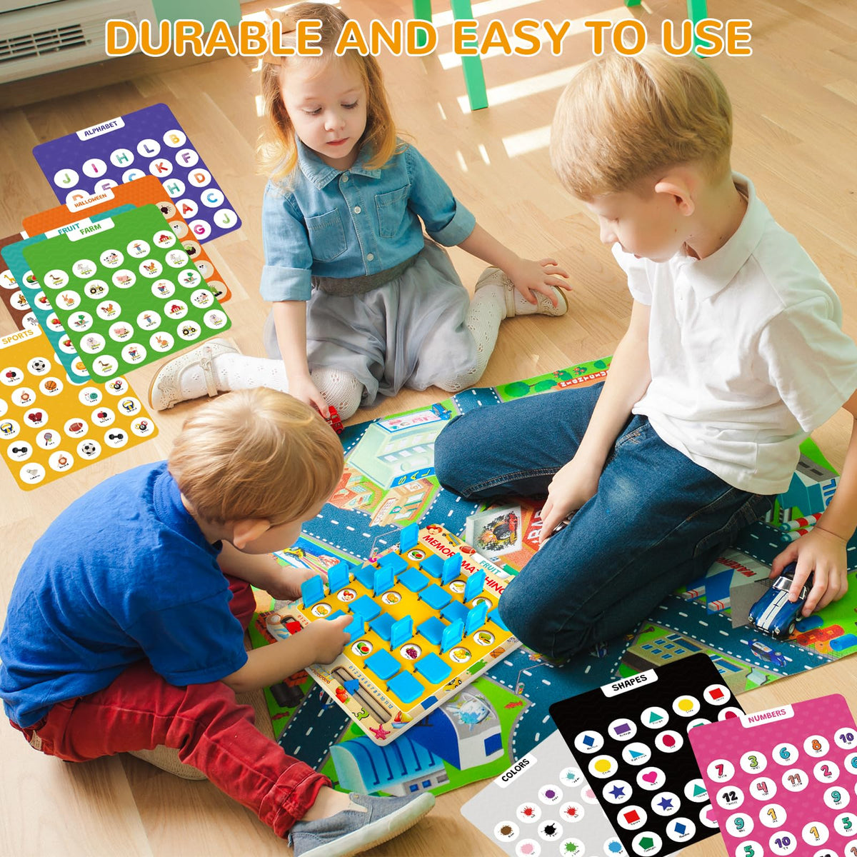 Matching Memory Game for Kids Age 3 4 5 6 7 8 Year Old, Travel Toy for Boys Girls, Wooden Board Game, Road Trip Essentials for Toddler, Airplane/Car/Camping Activity, Ideal Christmas, Birthday Gifts
