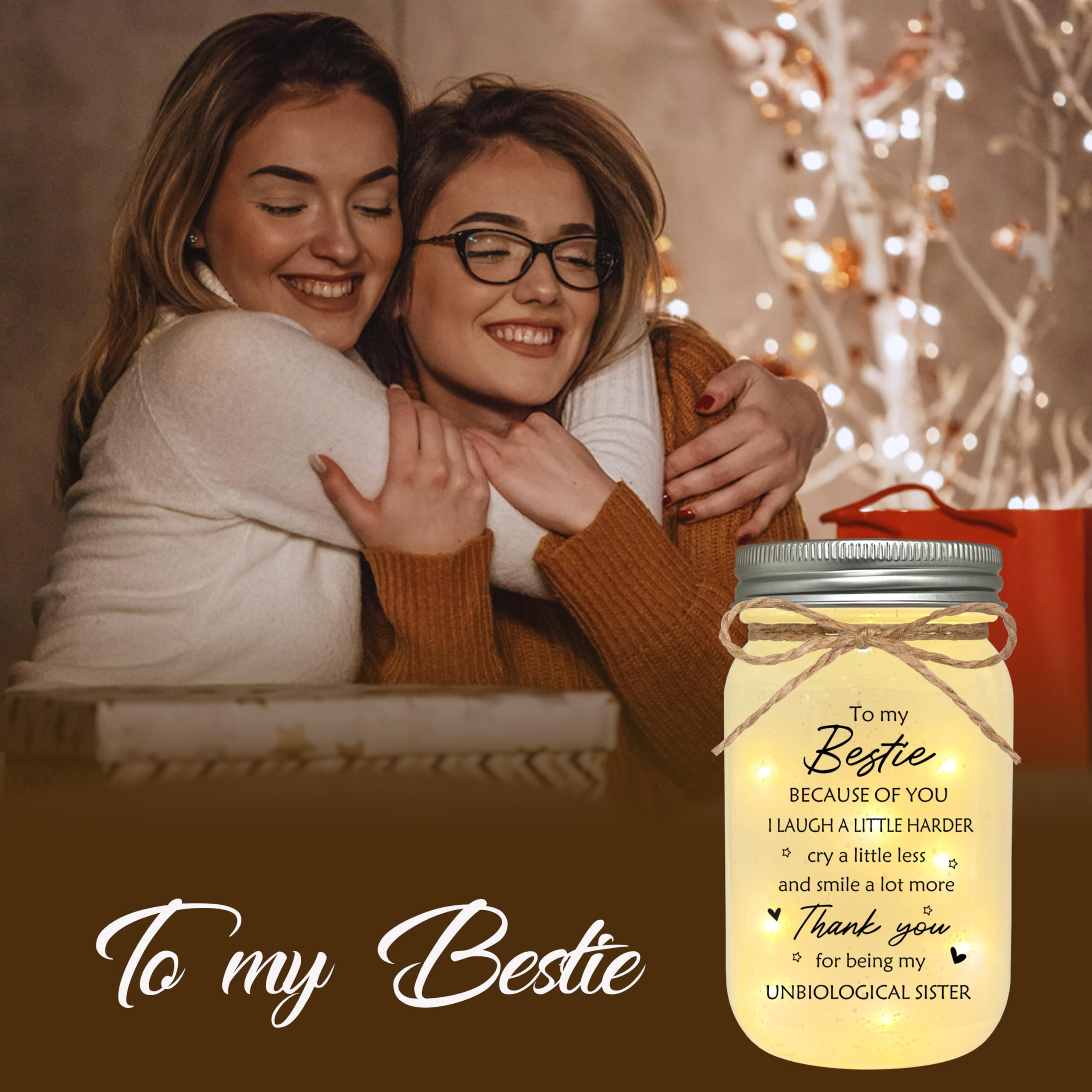 LE XIAOXI Best Friend Birthday Gifts for Women, Mason Jar Night Lights - Christmas Mother's Day Birthday Gifts for Women Friendship