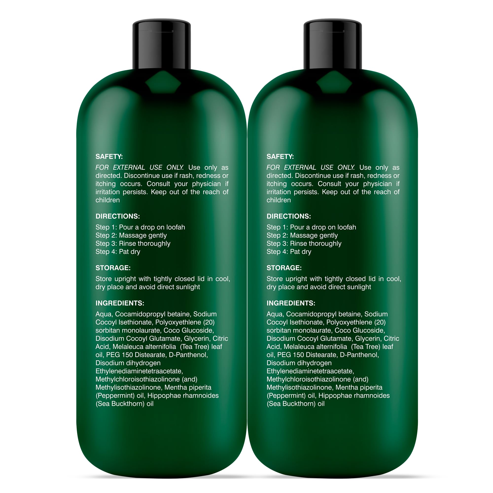 Botanic Hearth Tea Tree Body Wash with peppermint oil| for Men and Women 16 fl. oz. Pack of 2