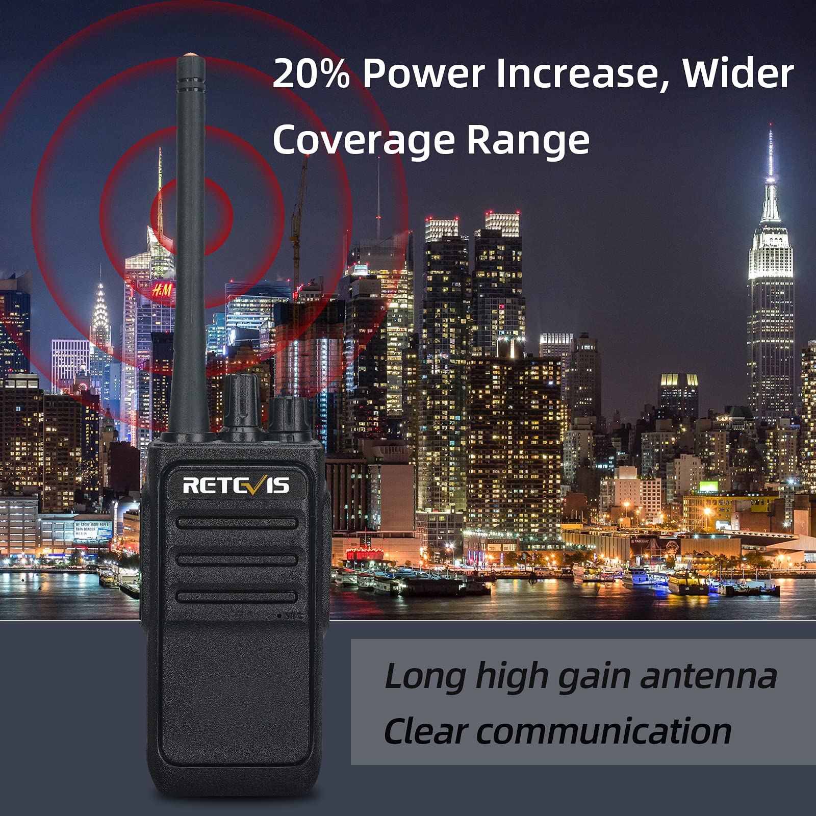 Retevis RT17 Walkie Talkies with Earpiece,Handheld 2 Way Radio Rechargeable,Portable Two Way Radio Long Range,VOX Handsfree Walkie Talkie for Adults School Business Clinic Church Construction(20 Pack)