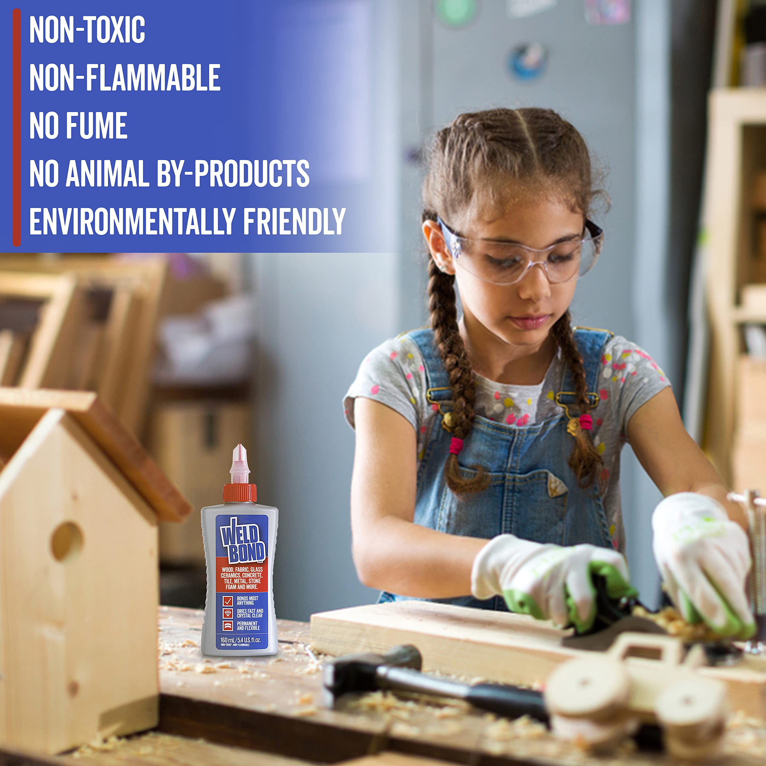 Weldbond Multi-Surface, Non-Toxic Glue, Bonds Most Anything! Use as Wood Glue or for Glass Crafts Ceramic Tile Mosaic Porcelain Stone Fabric Carpet Metal & More. 1-Pack of 5.4oz /160ml