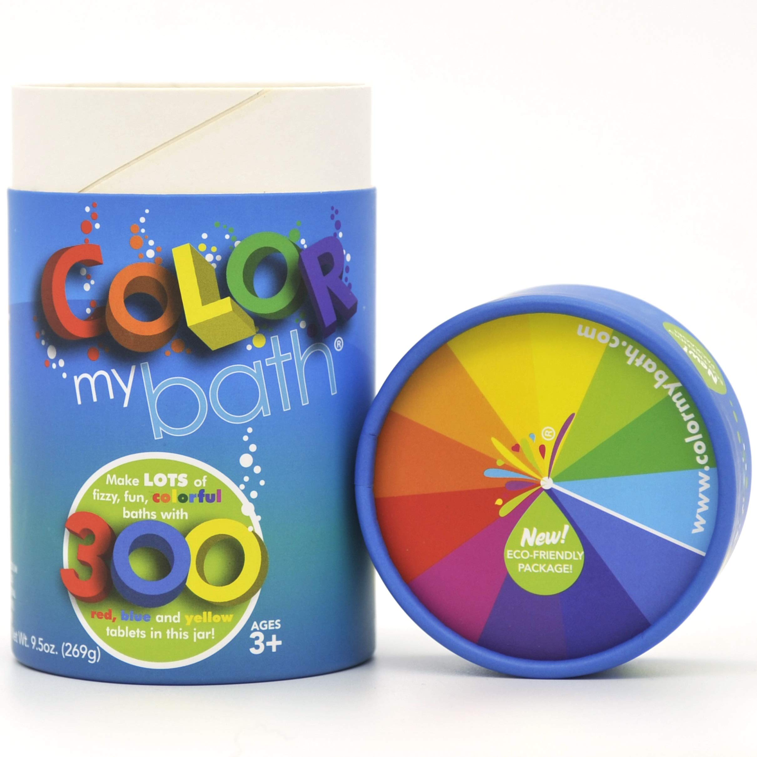 Color My Bath - 300 Count - The Original Fizzy Color Changing Tablets - Non Toxic, Non Staining, Fragrance Free Eco-Friendly Container - Fun Educational Bathtime Activity for Kids - Made in The USA