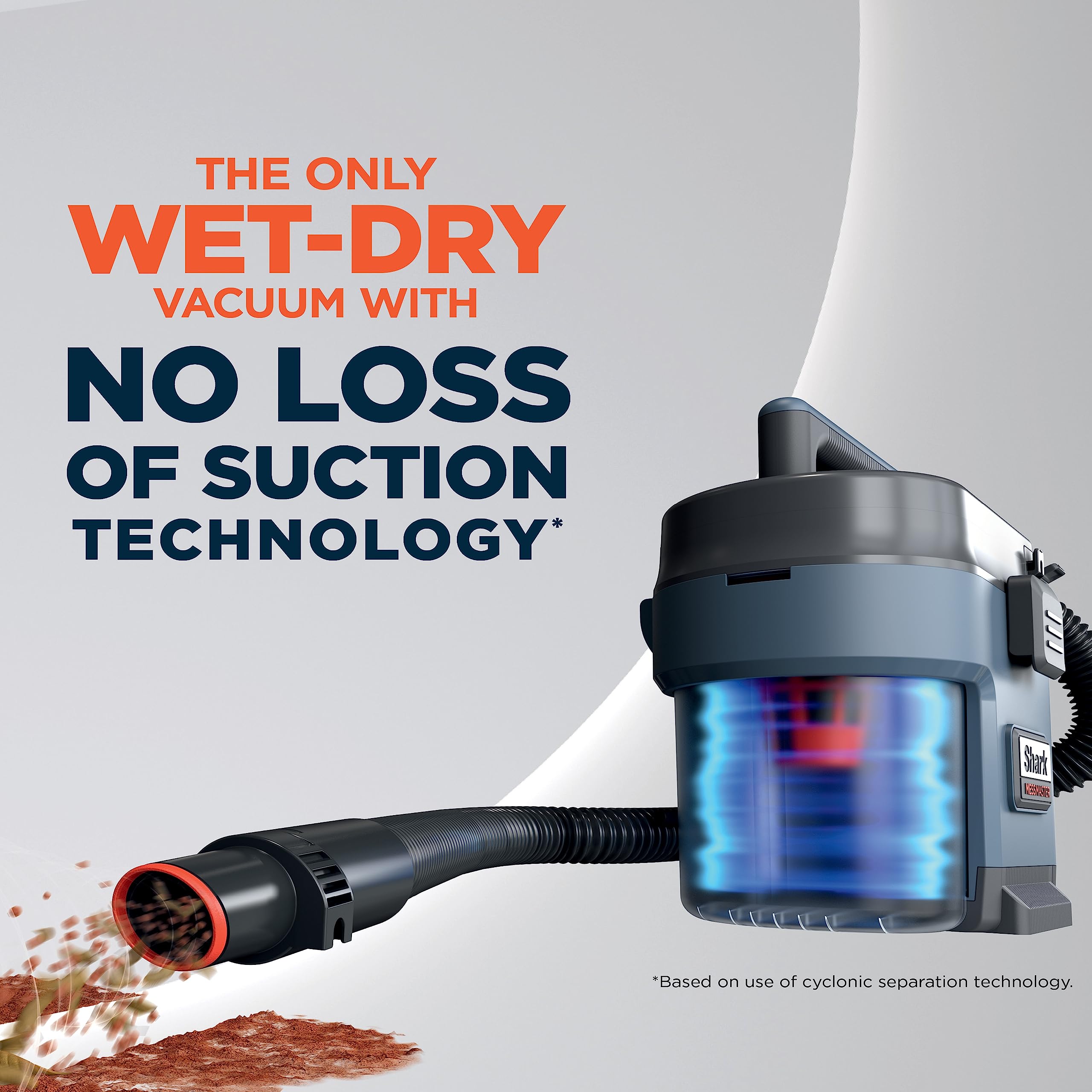 Shark VS101 MessMaster Portable Wet Dry Vacuum, Small Shop Vac, 1 Gallon Capacity, Corded, Perfect for Pets & Cars, AnyBag Tech, Self-Cleaning, Ultra-Powerful Suction for Tough Wet & Dry Messes, Blue