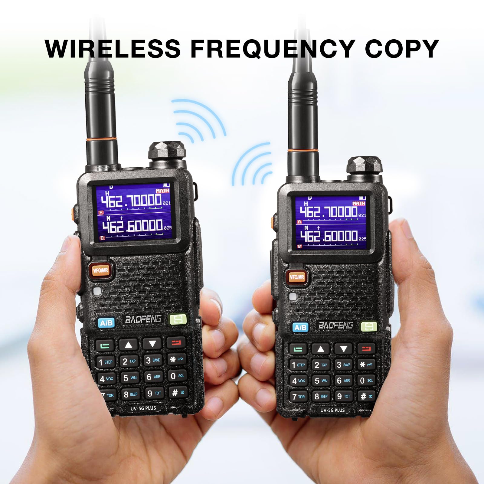 BAOFENG UV-5G Plus GMRS Handheld Radio, Long Rang Two Way Radio for Adult, 999 Channels, NOAA Receiver, with Two 2500mAh Batteries, 15.5" Antennas, Programming Cable, Chirp Compatible, 1 Pack