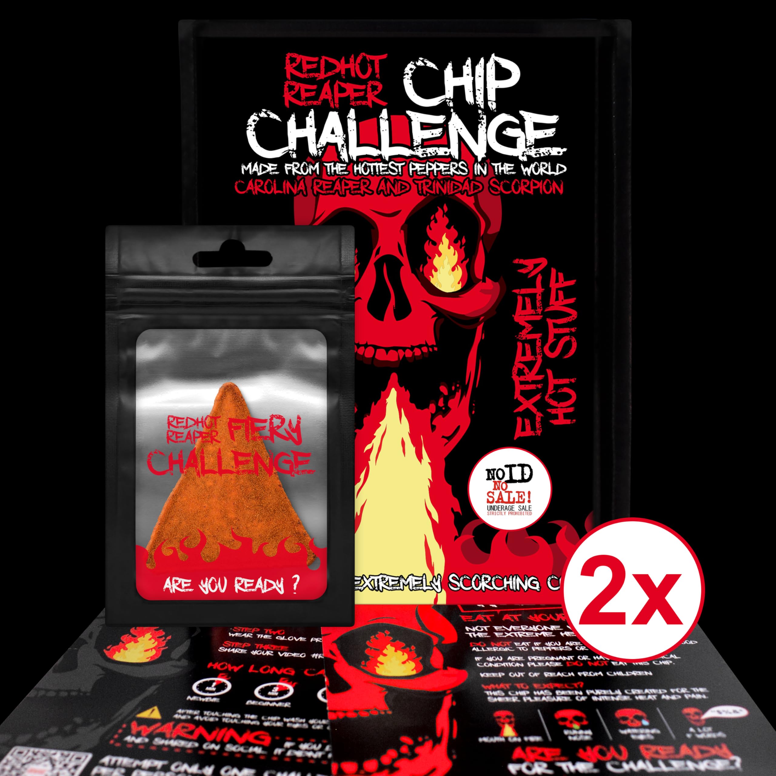 Red Hot Reaper β (2 pack) Chip Challenge Hottest Snack β Carolina Reaper Spicy Challenge - Super Spicy Hot Chip