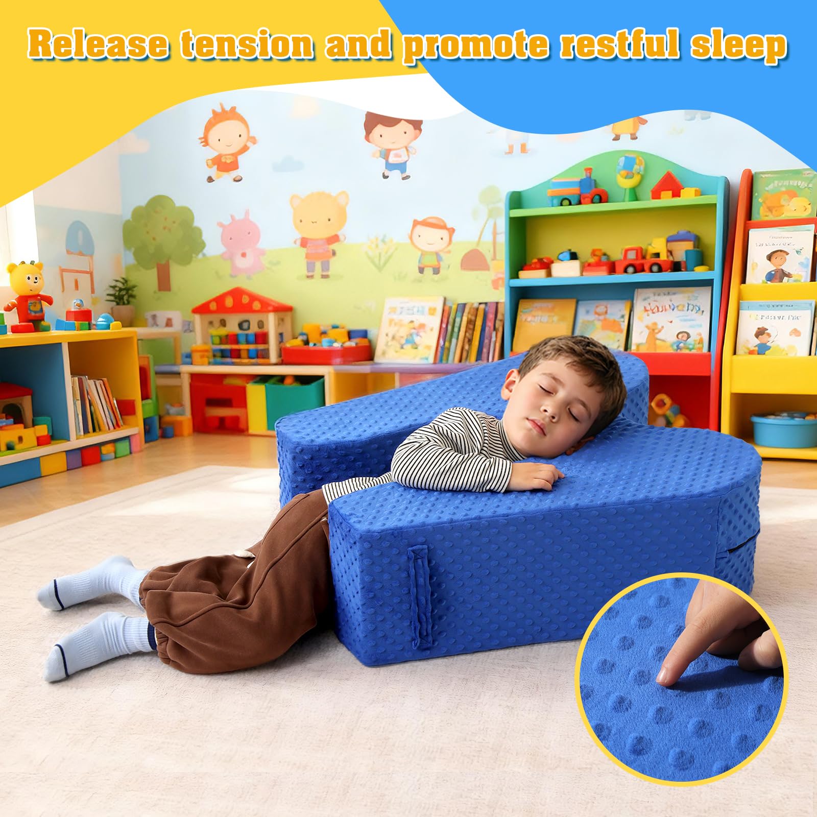 NOVII Sensory Rocker Chair for Kids,Soft Squeeze Sensory Seat,Calming Compression Chair with Sensory Needs for Kids,Washable Cover,Easy to Move with Handle,Suitable for Sensory Rooms, (Sky Blue)