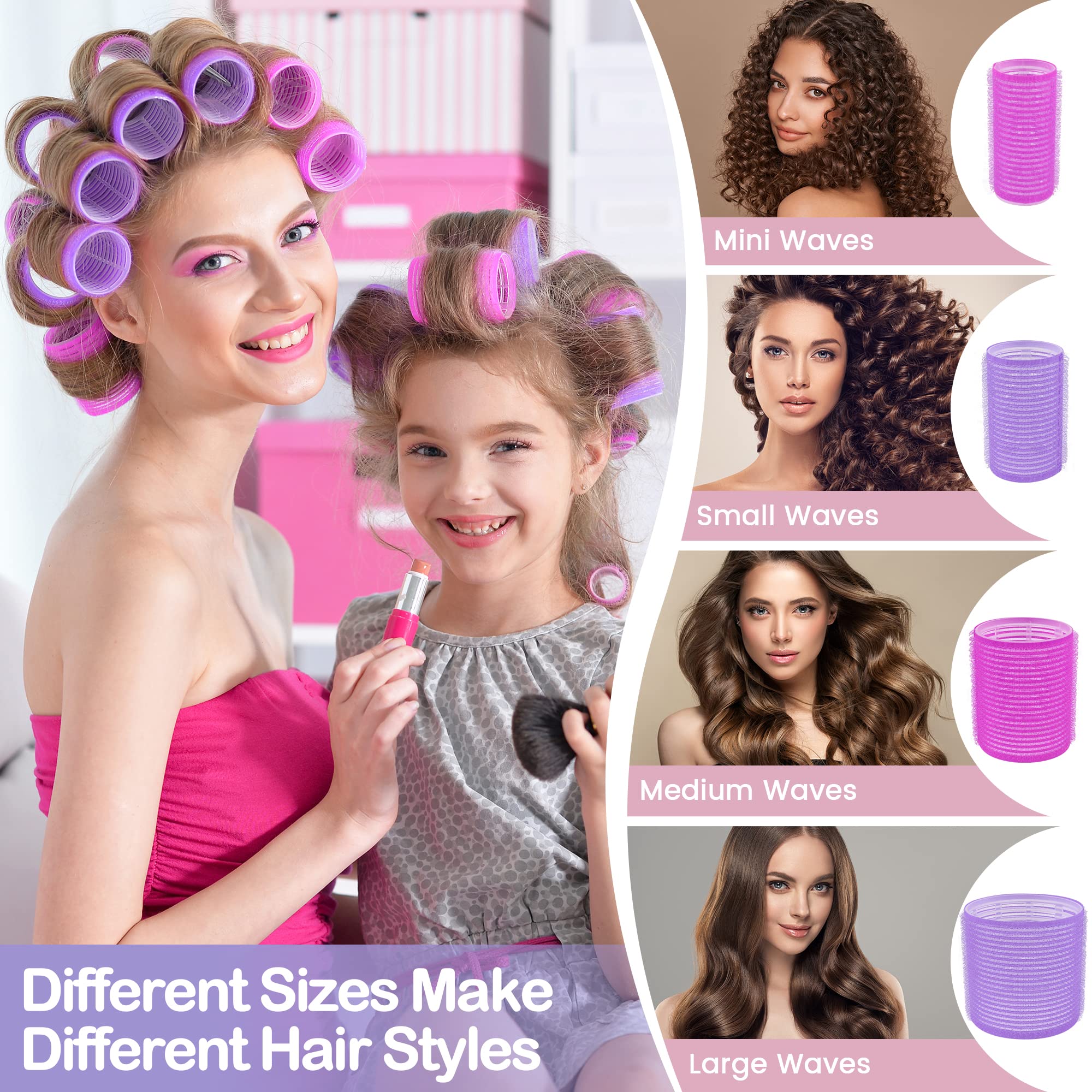 33 Pcs Hair Rollers set, Self Grip Hair Rollers for Long Medium Short Hair, ELASO Jumbo Large medium Hair Curlers (22 Velcro Rollers + 10 Stainless steel Clip +1 Storage Bag)