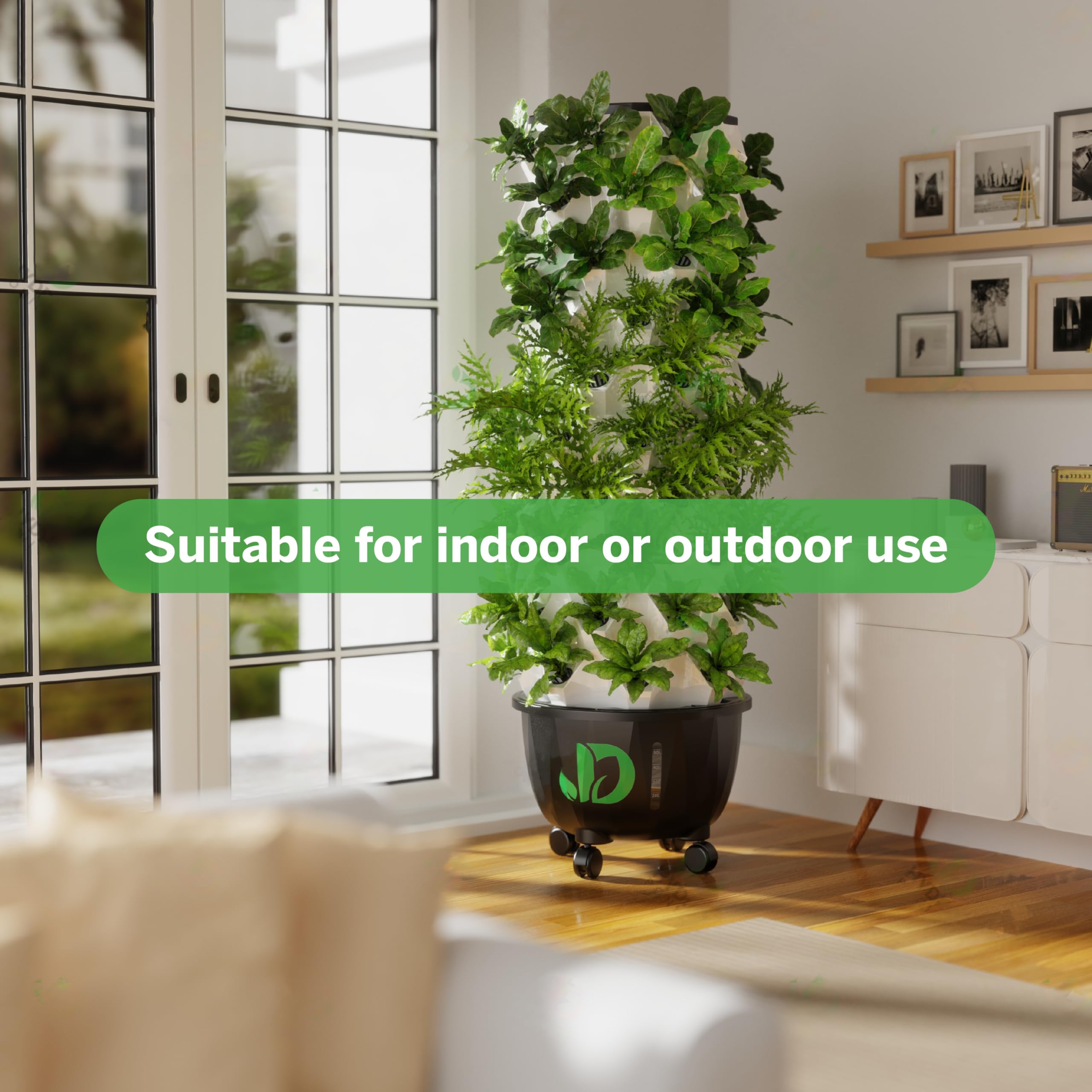 AVUX Hydroponic Growing Tower – A 10 Layers (80 Pots) Vertical Growing Freestanding Aeroponic Garden with Wheels and Sponges to Germinate Seeds and Planting Herbs and Vegetables
