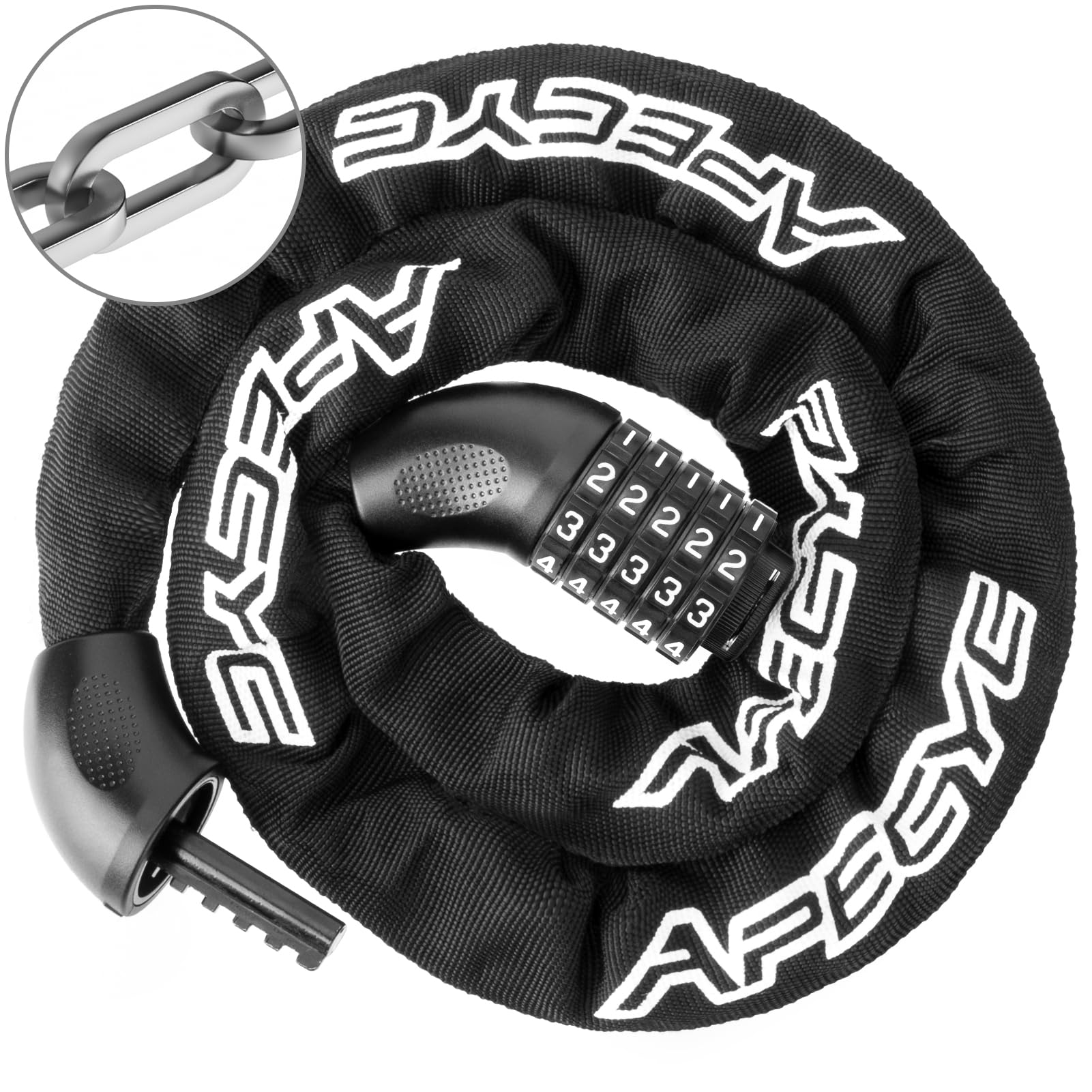 APECYC Bike Chain Lock 5 Digit Combination Bike Locks Heavy Duty Anti Theft 4 ft/47.2 inch Longer Chain Bicycle Lock Hardened Steel Bike Lock for Scooter, E-Bike, Motorcycle, Bicycle