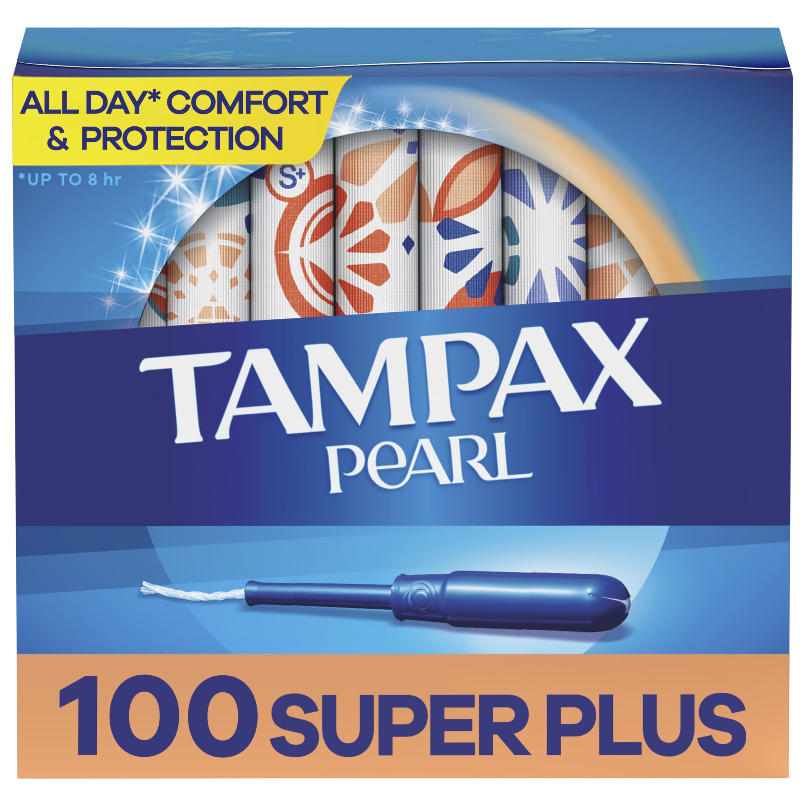Tampax Pearl Tampons Super Plus Absorbency, With Leakguard Braid, Unscented, 50 Count x 2 (100 Count Total)