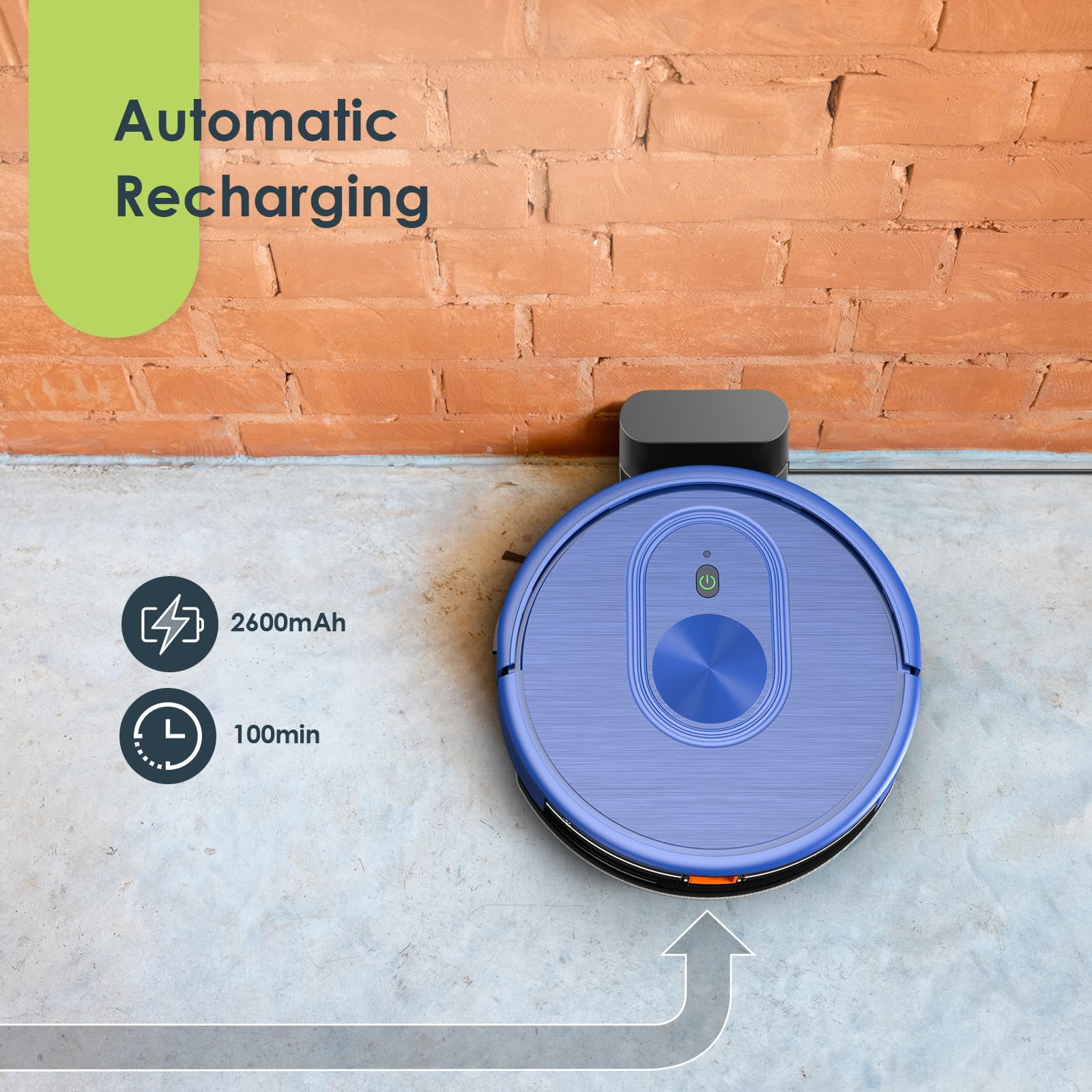 Robot Vacuum, 3 in 1 Robotic Vacuum and Mop Combo with Schedule, Mopping Robot Vacuum Cleaner with App/Bluetooth/Alexa, 1600Pa Suction, Self-Charging, Slim, for Low Pile Carpet, Hard Floor, Pet Hair