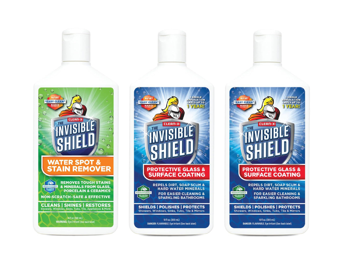 Invisible Shield Protective Glass + Surface Coating (2) & Water Spot and Stain Remover (1) - Restorer 3 Pack - 10 oz