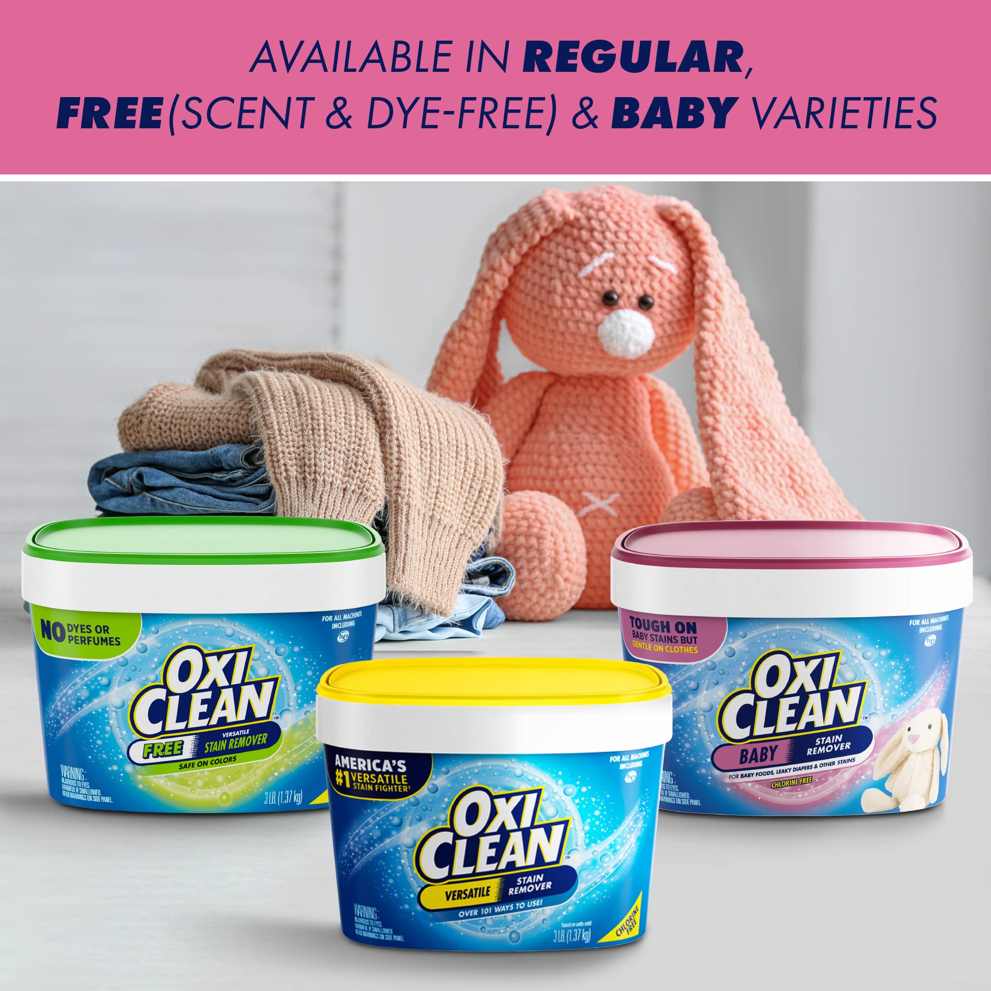 OxiClean Versatile Stain Remover Baby Stain Soaker, 3 lb