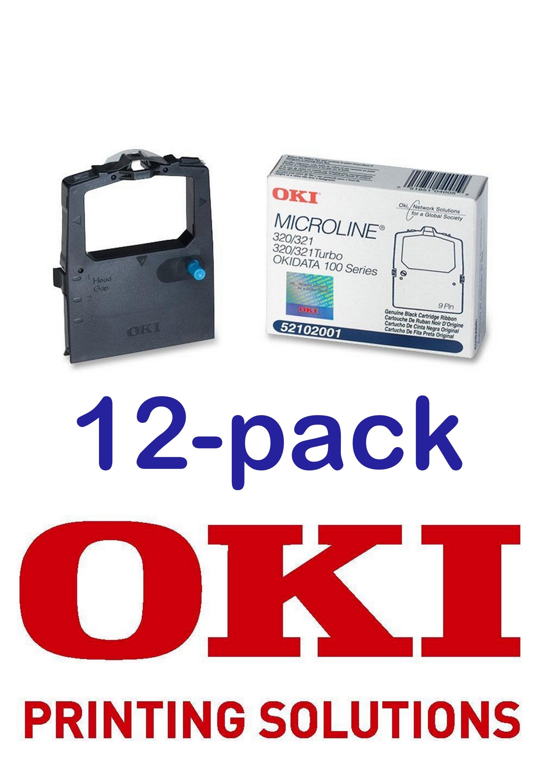 Value Pack of 12 Okidata Black Nylon Ribbon for Microline 320/321 Printers -5/6-Inch x 2 Yards