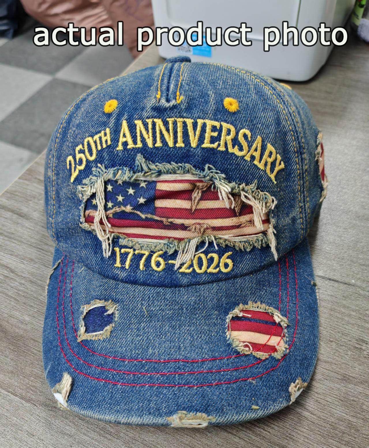 LDLXLHTE USA 250th Anniversary Distressed Casual Cap, 1776-2026 Commemorative Adjustable Baseball Cap for Veterans (C)