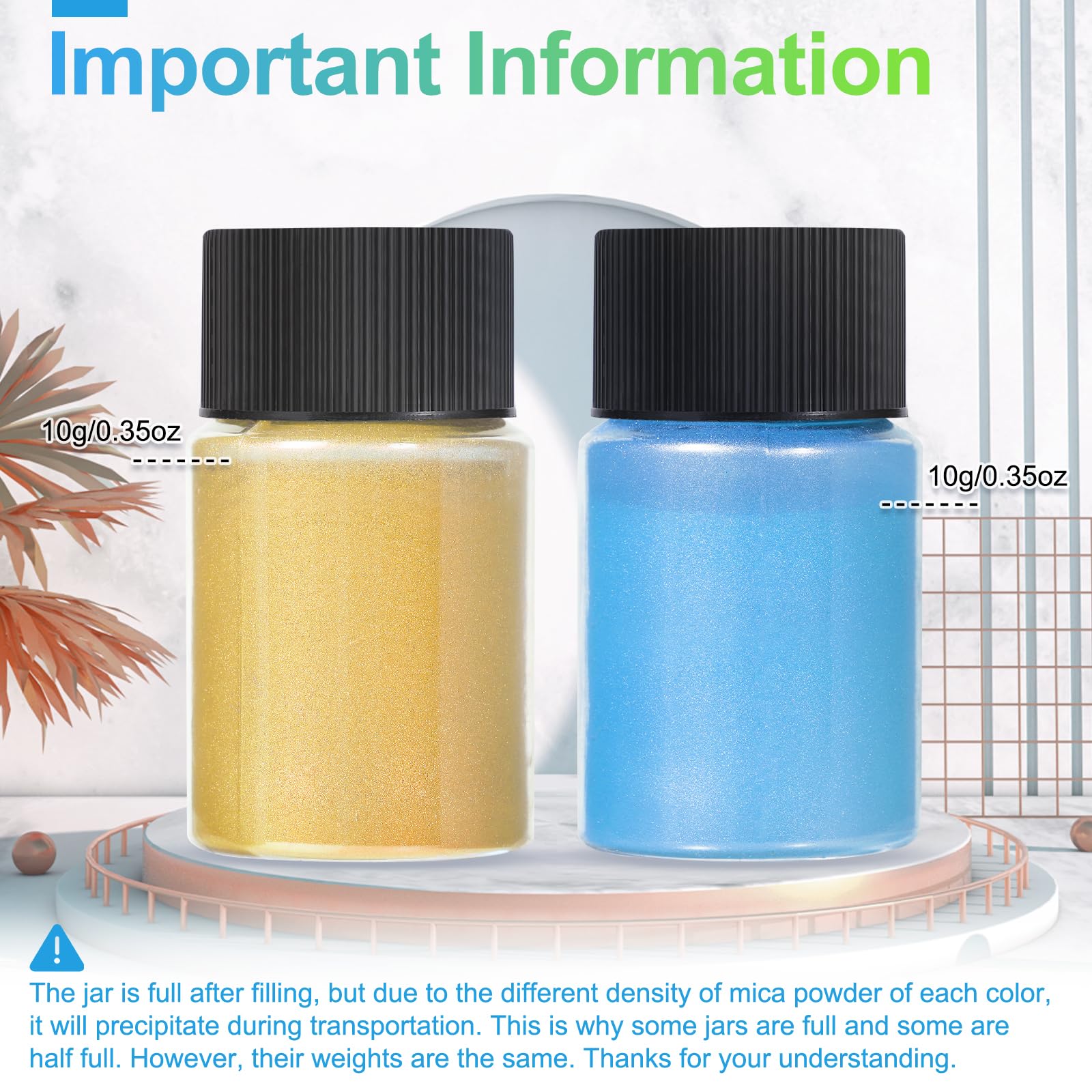 CHANGTIKEJI Mica Powder,24 Colors - 10g/Bottle of Natural Pigment Powder for Epoxy Resin,Soap Making,Candle Making,Lip Gloss,Car Freshies,Dye,Nail Polish,Bath Bombs