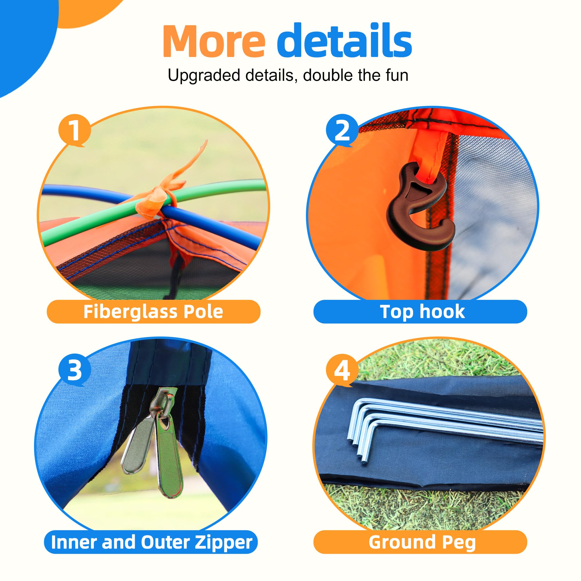 NARMAY® Play Tent Summer Camping Dome Tent for Kids Indoor/Outdoor Fun - 60 x 60 x 44 inch