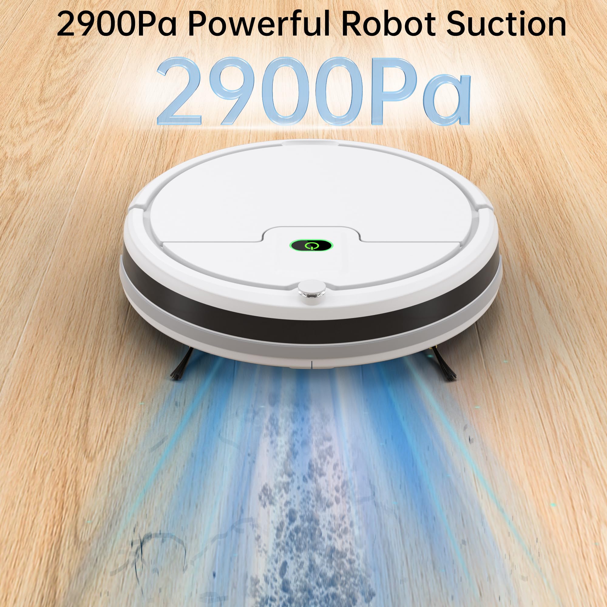 ENCHE Robot Vacuum Cleaner, 2900Pa Robot Vacuum Powerful Suction with Remote Control, Automatic Self-Charging, Long Runtime, Slim and Quiet Robotic Vacuum for Carpet and Pet Hair