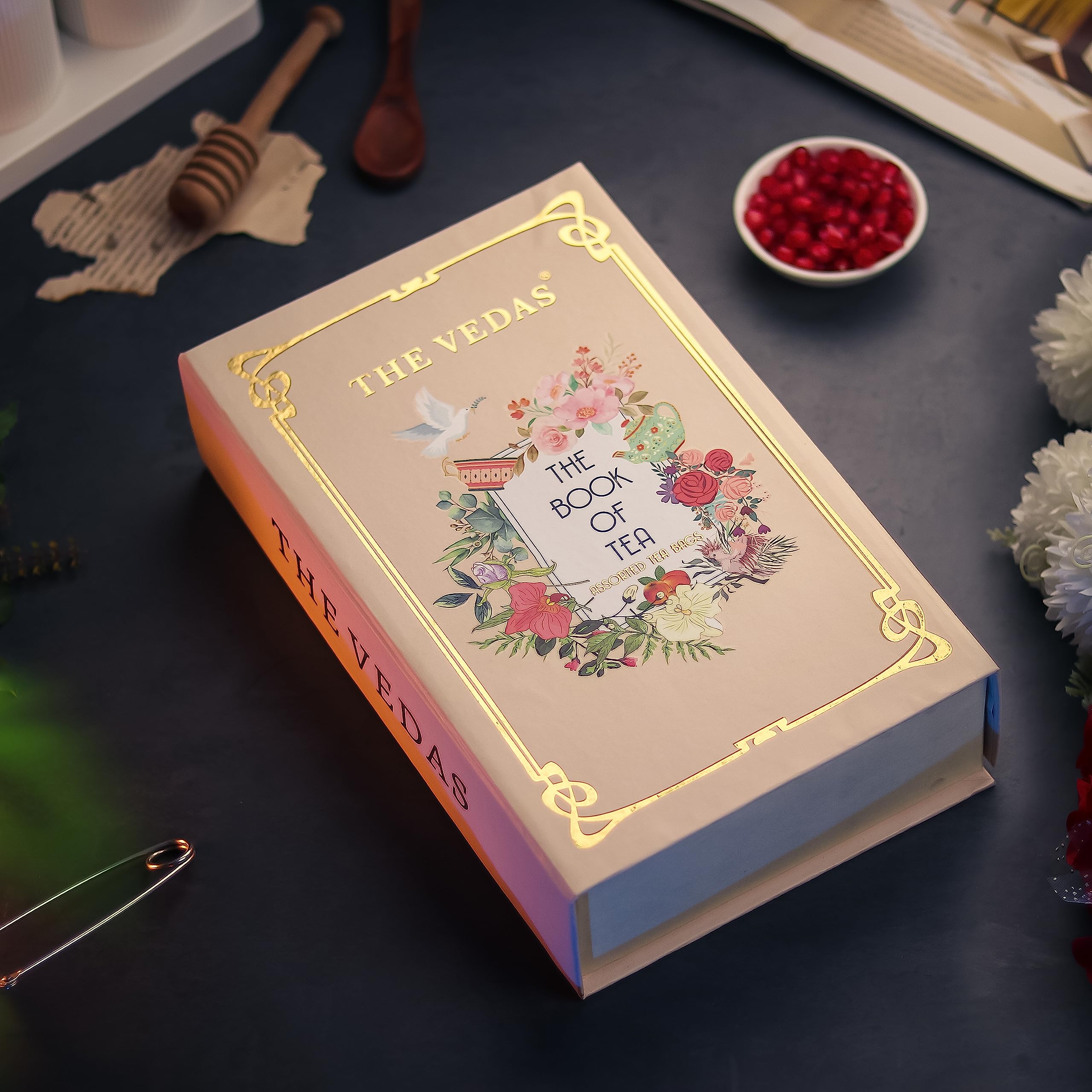 The Vedas Book of Tea Collection | Assorted Tea Bags | Mother's Day Gift Set | 12 Exotic Herbal Blends | 4 Units Each, Total 48 | Best for Corporate Gifting | Gift Hamper