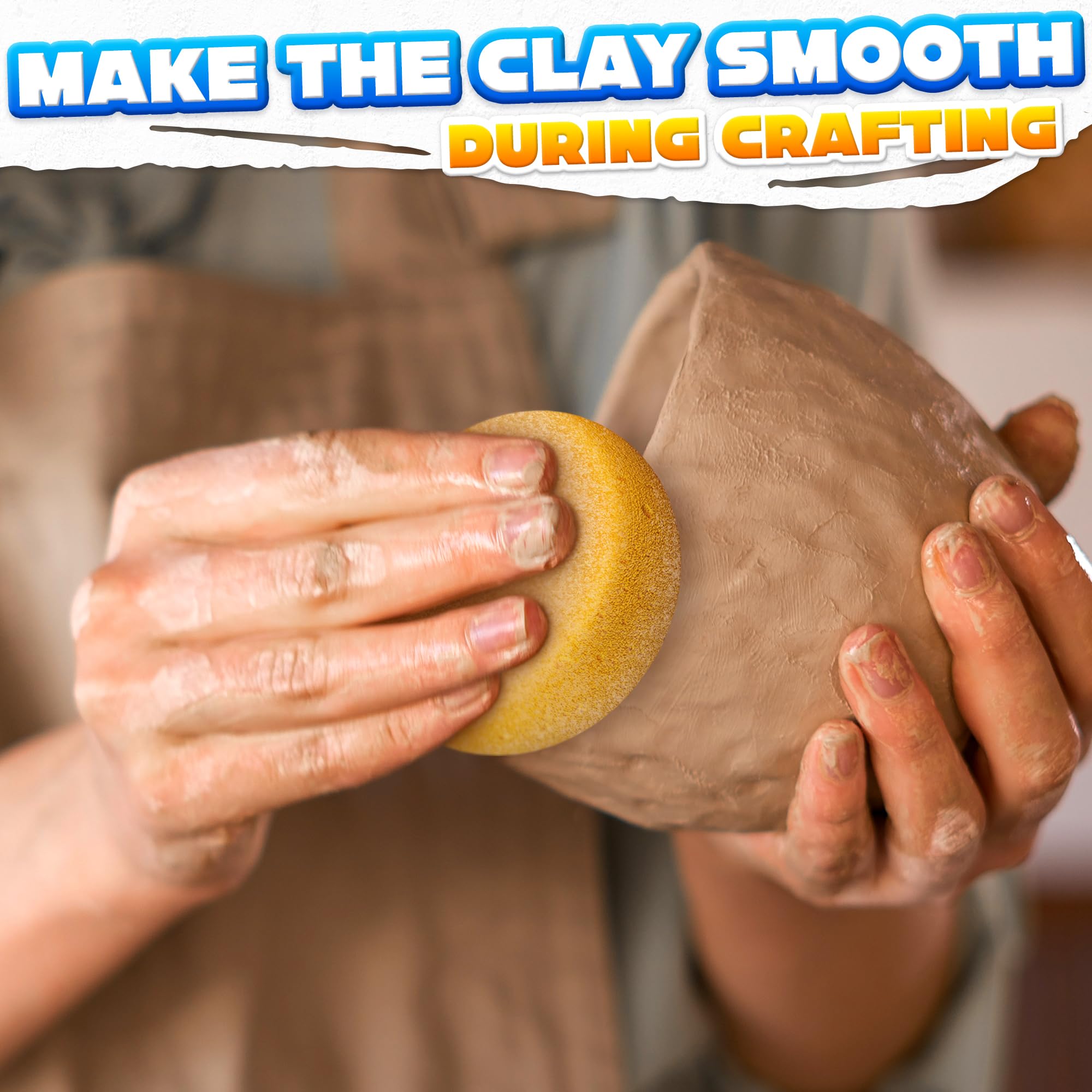 12 Pcs Pottery Sponges for Clay – 2.8"x1" Pottery Sponge for Painting, Car Waxing, Washing Dishes & Ceramic Care, Tack Sponges for Cleaning Leather – Durable Texture for Efficient Sculpting & Cleanup