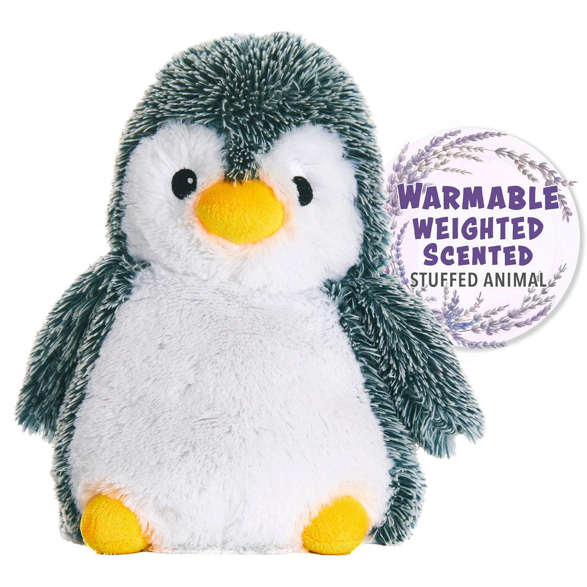 Warm Pals - Peppy Penguin - 1.5lbs - Cozy Microwavable Lavender Scented Plush Toys - Heated Stuffed Animal - Heatable Coolable Bedtime Comfort Plushie