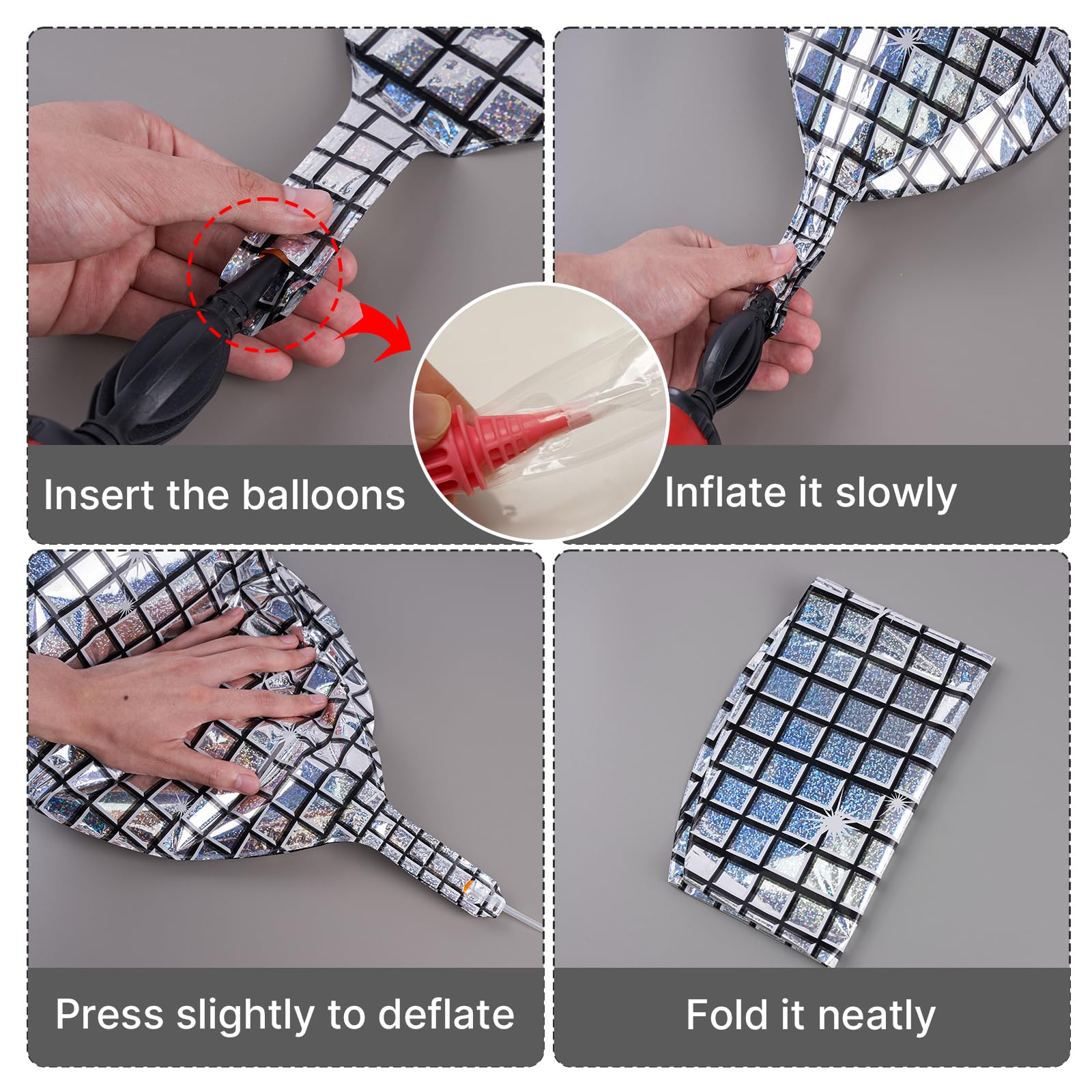 PartyWoo Silver Disco Ball Foil Balloons 20pcs Different Sizes Pack of 22 15 10 Inch Large Round Foil Orbz 4D Inflatable Mirror Ball Mylar Balloons for Graduation Men Birthday Space Party Decorations