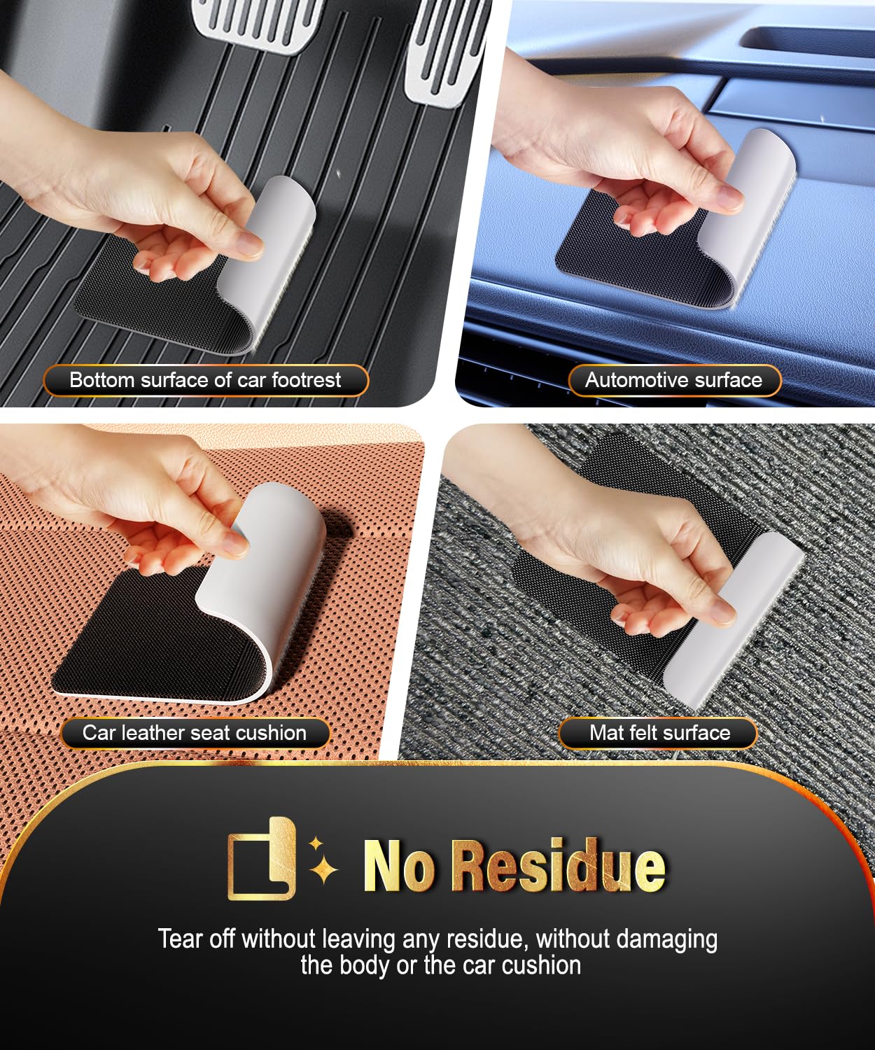 PHIXBEAR Hook and Loop Strips with Super Adhesive Heavy Duty, Heat Resistant Waterproof, 4 Sets 3.6"x2" Square & 8 Sets 2" Round, Car Mats Outdoor or Indoor Use