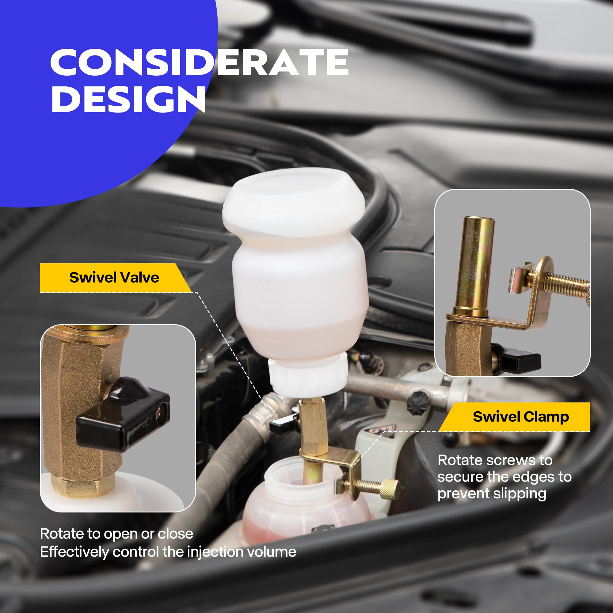 VIVOHOME 2L Vacuum Brake Bleeder Kit with 1L Refilling Bottle, 2PCS 60 Inch Hoses, Adapters