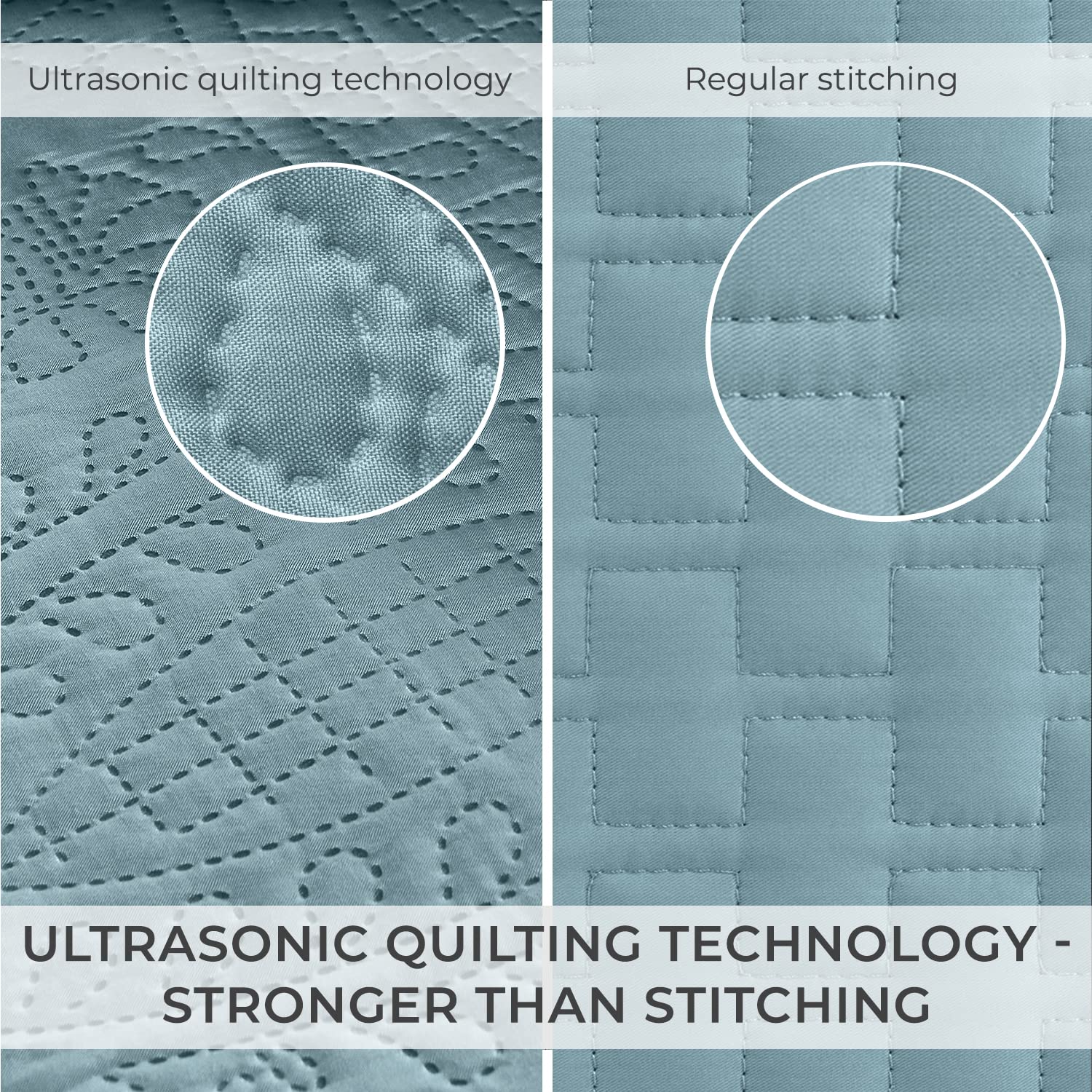 Mellanni King Bedspread Coverlet Set - Bedding Cover with Shams - Ultrasonic Quilting Technology - 3 Piece Oversized Quilt Set - Bedspreads & Coverlets (King, Spa Blue)