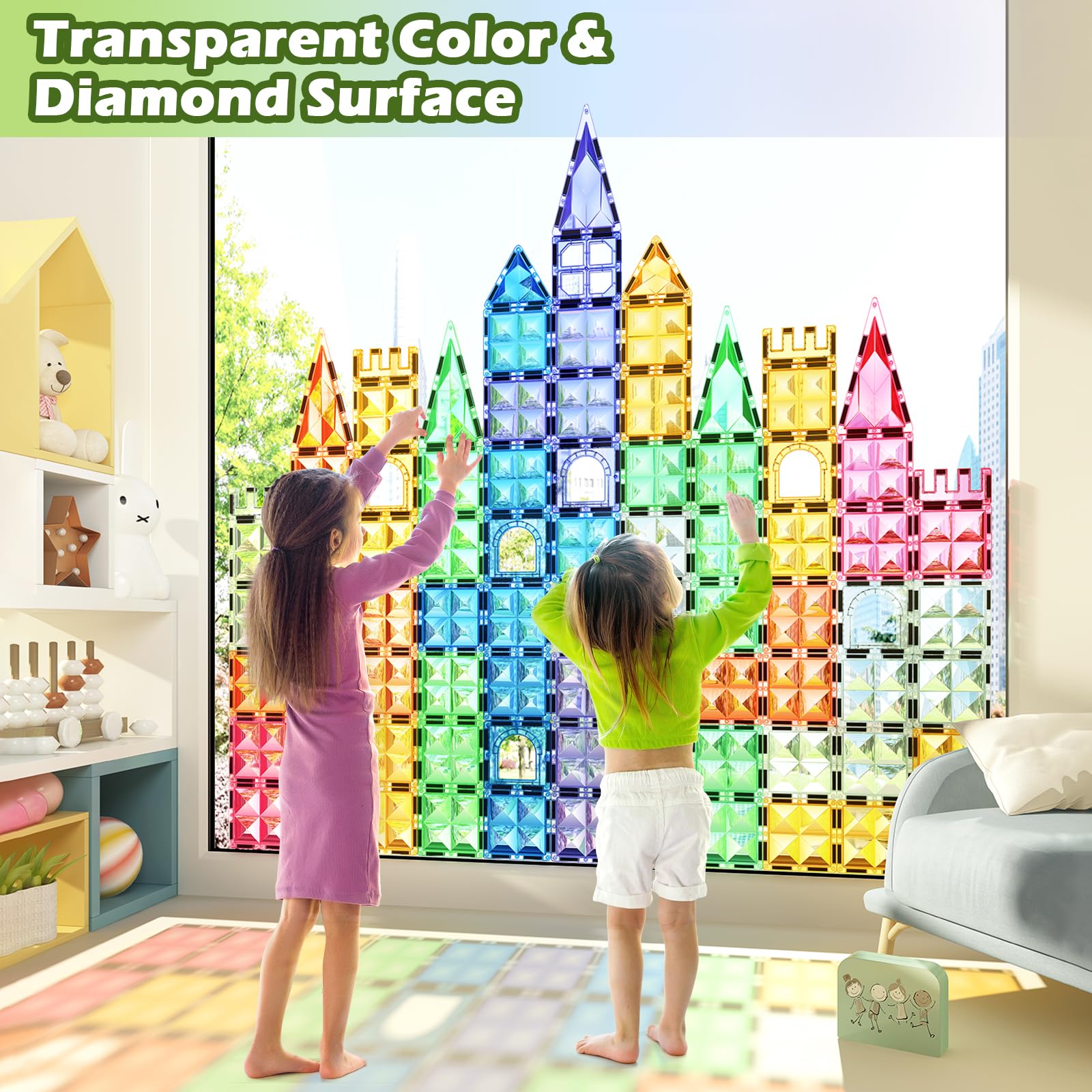 Kids Toys Magnetic Tiles Toys for 3 Year Old Girls Boys STEM Learning Toy Magnetic Building Blocks Toys for Toddlers Boys & Girls Ages 3 4 5 6 7 8+ Birthday Girls Gifts