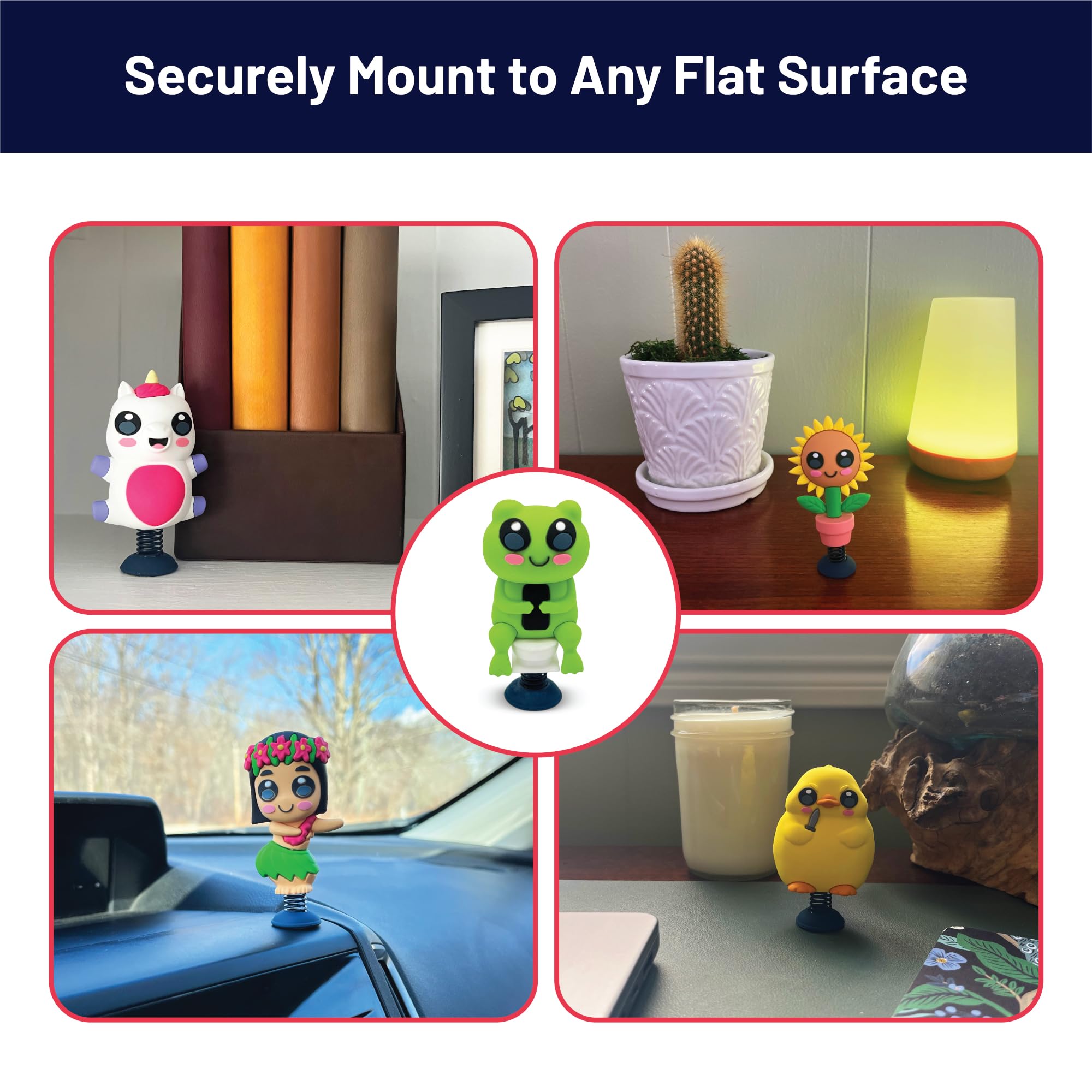 GOOFBALLS Frog on Toilet Dashboard Dancer – Hilarious Bobblehead Frog Scrolling on Phone – Funny Car Dashboard Toy – Soft Plastic with Adhesive Pad – Cute, Quirky Gag Gift for Drivers, & Office Desks