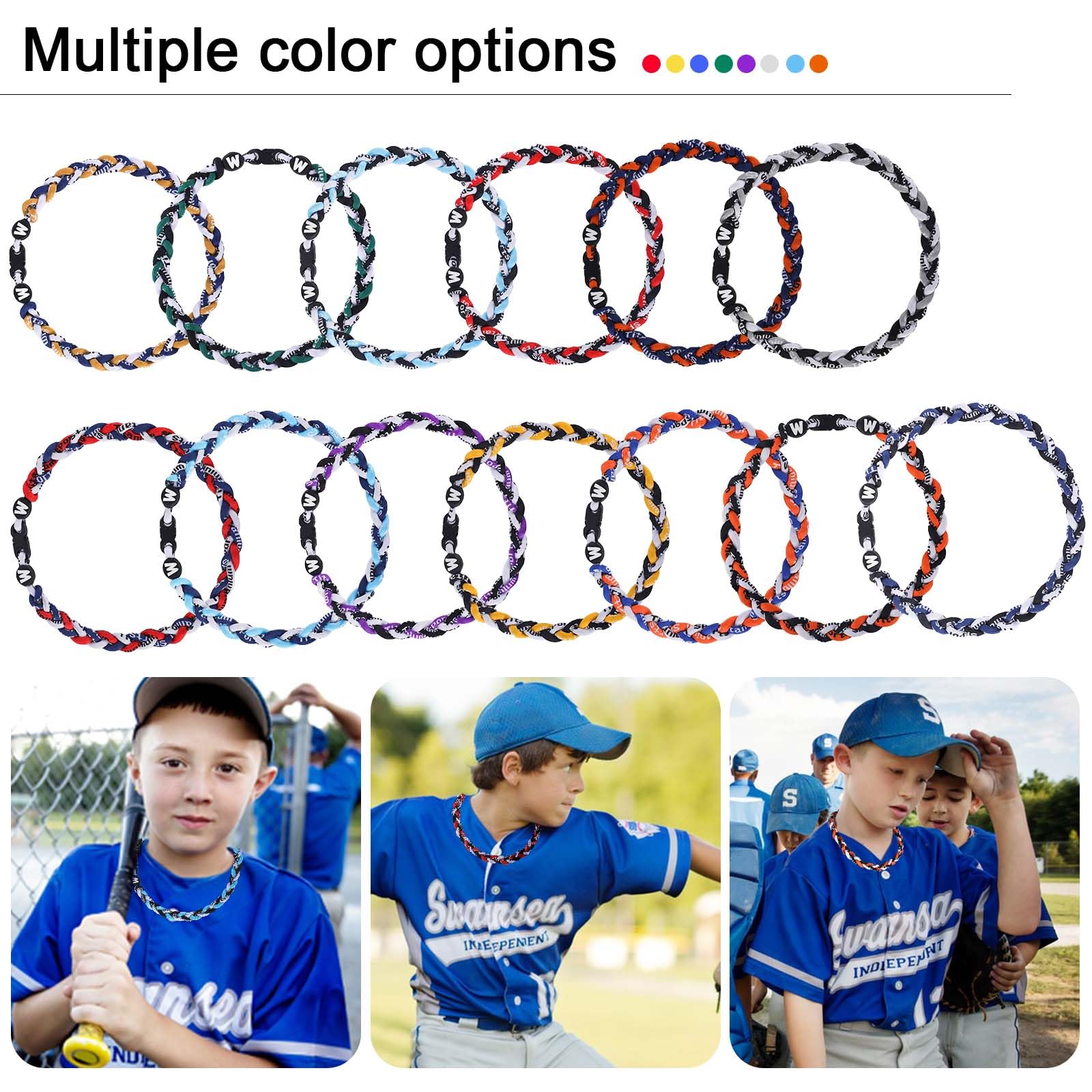 Willtok Premium 18inch Baseball Necklace, Sports Fan Necklaces, Baseball Rope Tornado Necklace