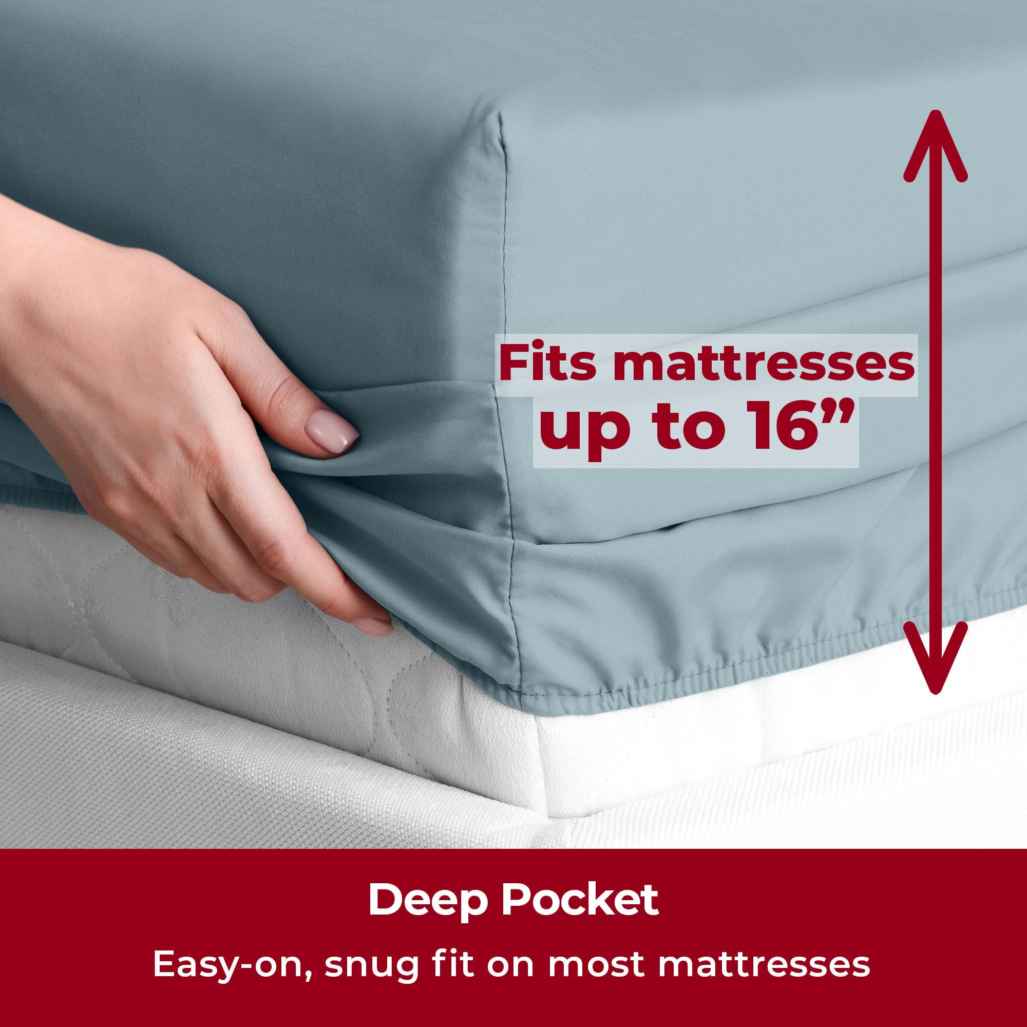 Mellanni Bedspread Coverlet Set + 6PC Sheets Set Bundle&Save - Iconic Collection Bedding - Bundle Includes: 3 Piece Oversized Quilt Set and 6 Piece Bed Sheet Set (King, Gray/Spa Blue)