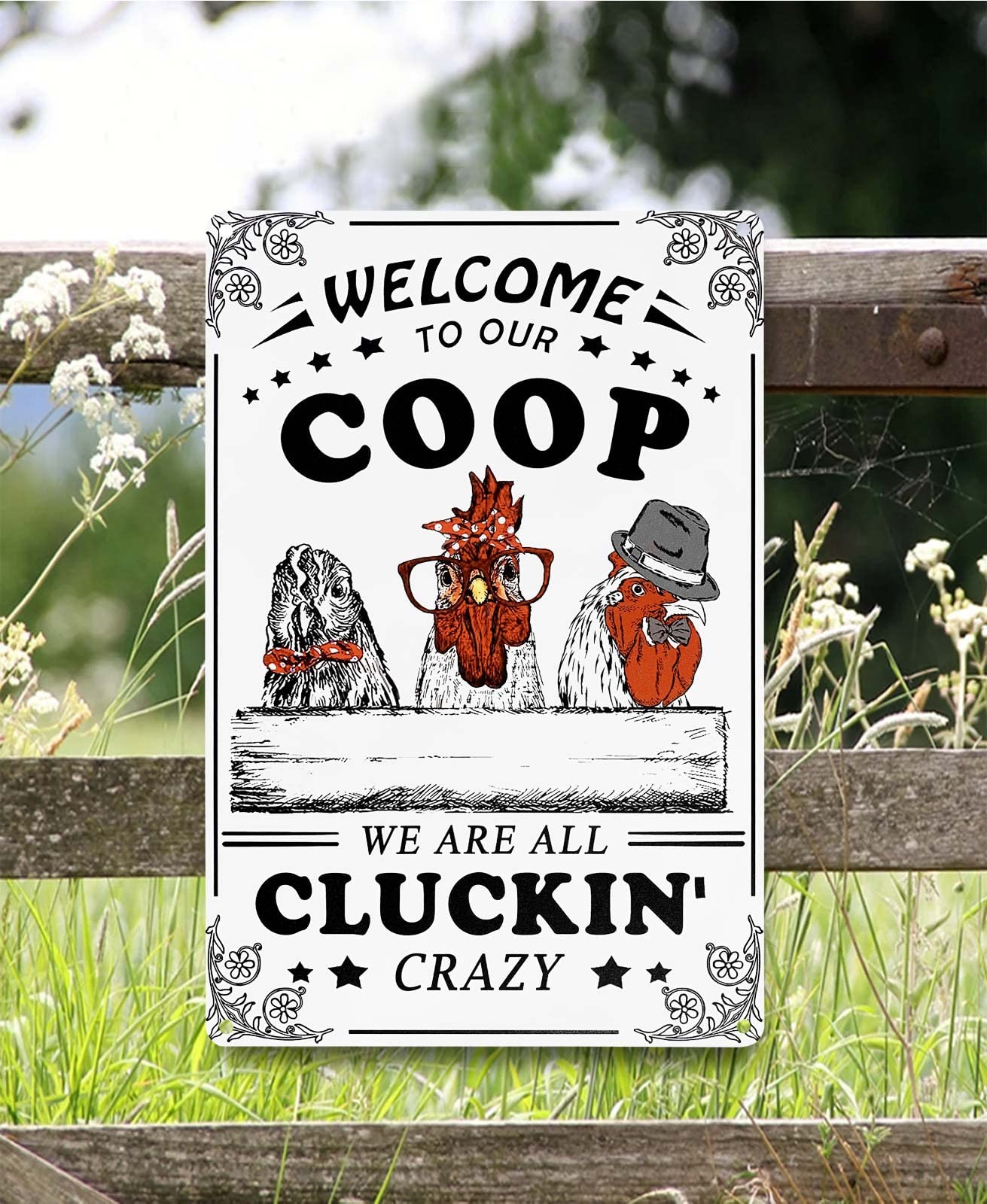 Bestylez Welcome To Our Coop Funny Chicken Sign Chicken Coop Sign Chicken Decor 12" * 8" (215)