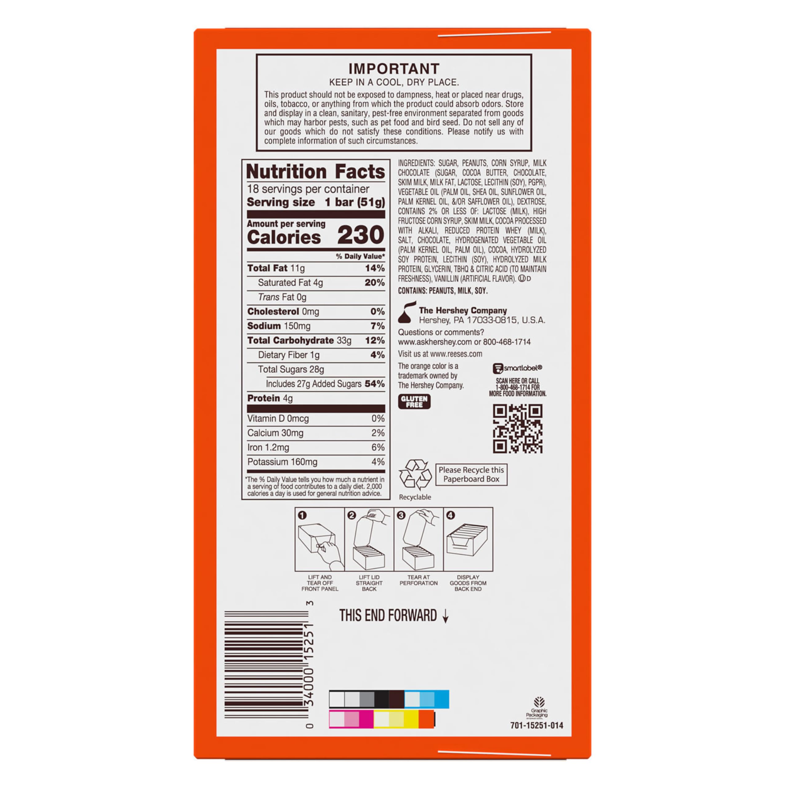 REESE'S FAST BREAK Peanut Butter Nougat Candy Bars, 1.8 oz (Pack of 18)