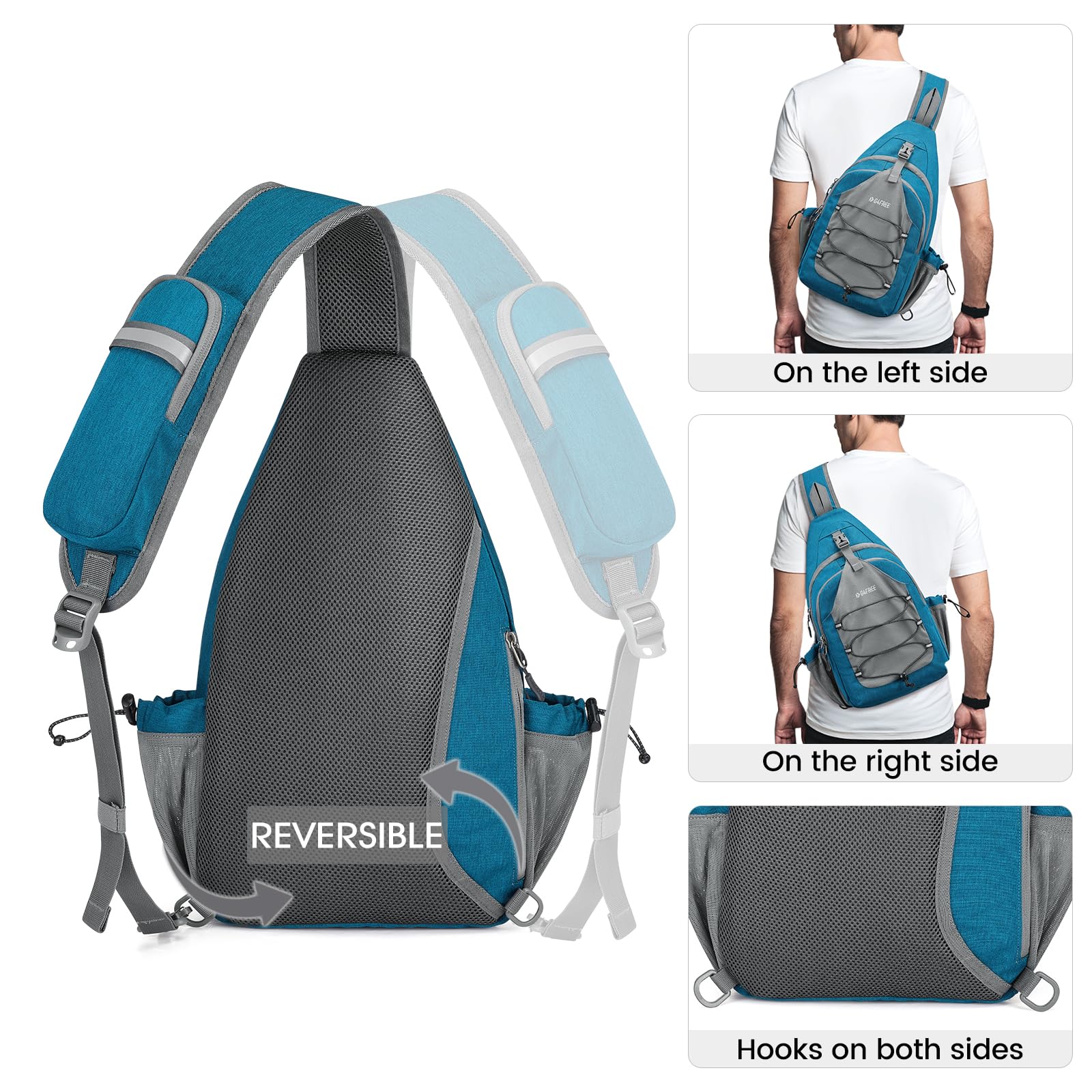 G4Free Pickleball Bag, Crossbody Sling Bag for Men Women, Pickleball Backpack, Pickle Ball Paddle Bag, Pickleball Gifts for Sports, Teal Blue