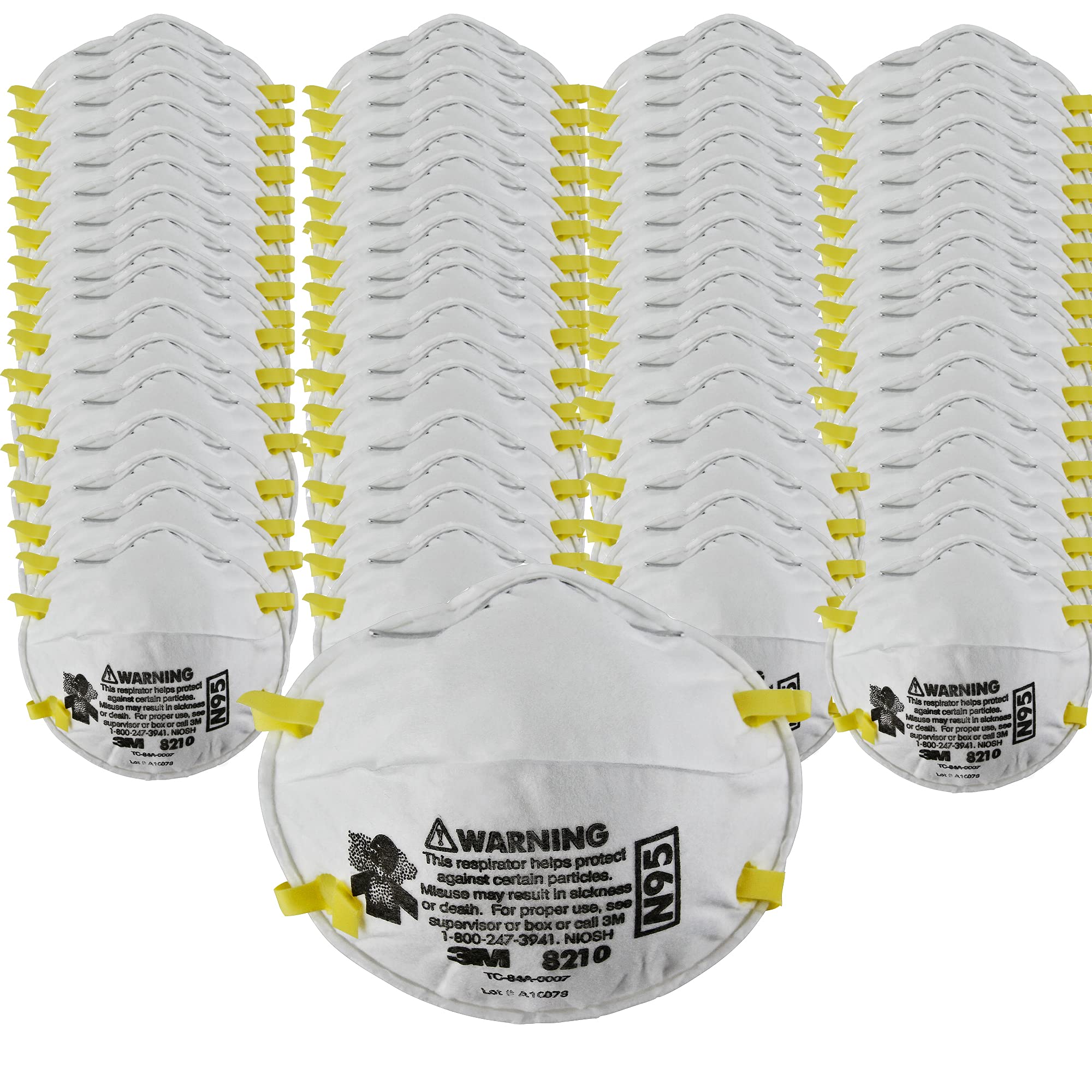 3M Personal Protective Equipment Particulate Respirator 8210, Pack of 160, N95, Disposable, NIOSH APPROVED, Smoke, Dust, Grinding, Sanding, Sawing, Sweeping
