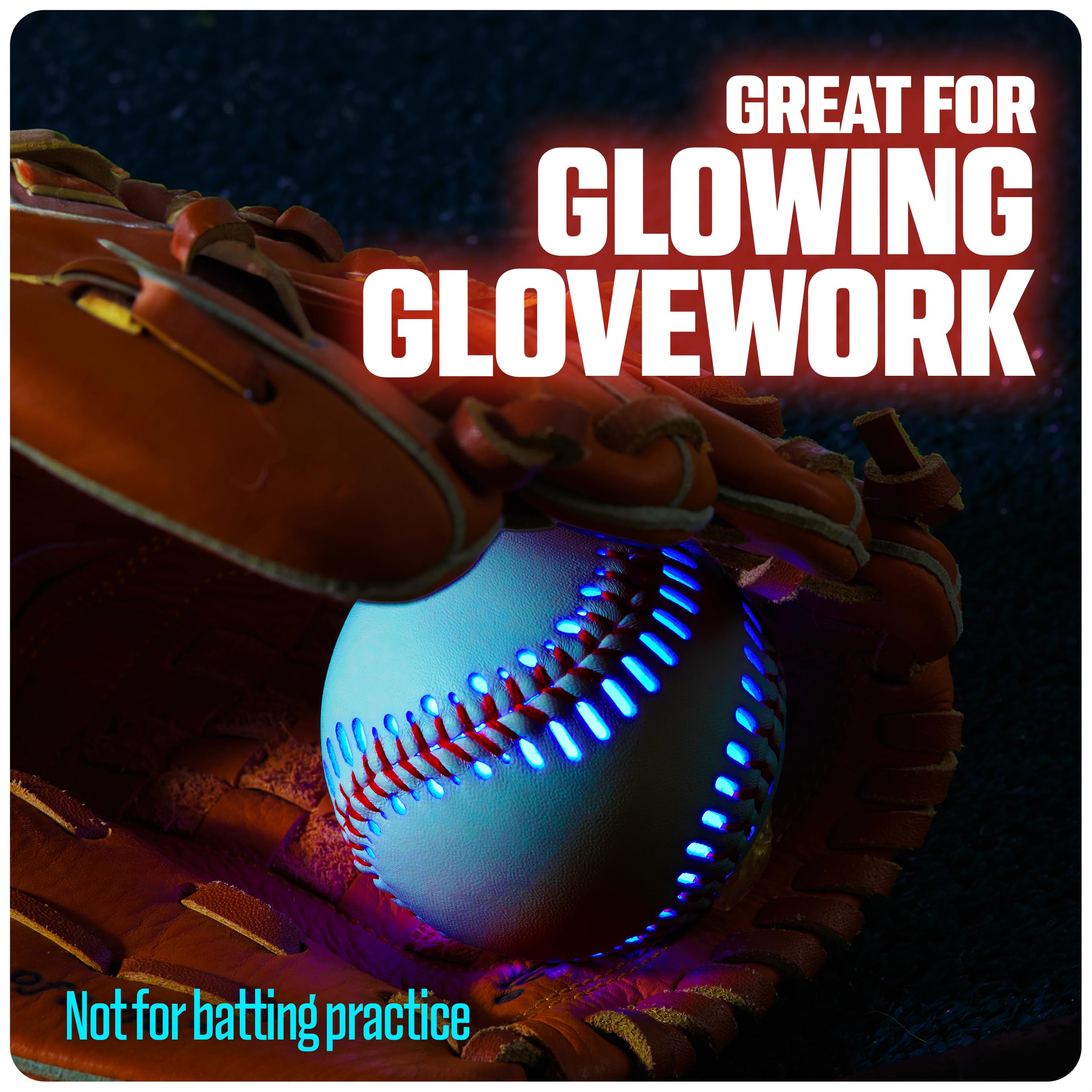 GlowCity Premium Leather LED Rechargeable Light-Up Baseball - Illuminate The Game - Nighttime Fun and Play - Sports Stuff & Gadgets for Kids Age 8 Years Old and Up - Catch Only