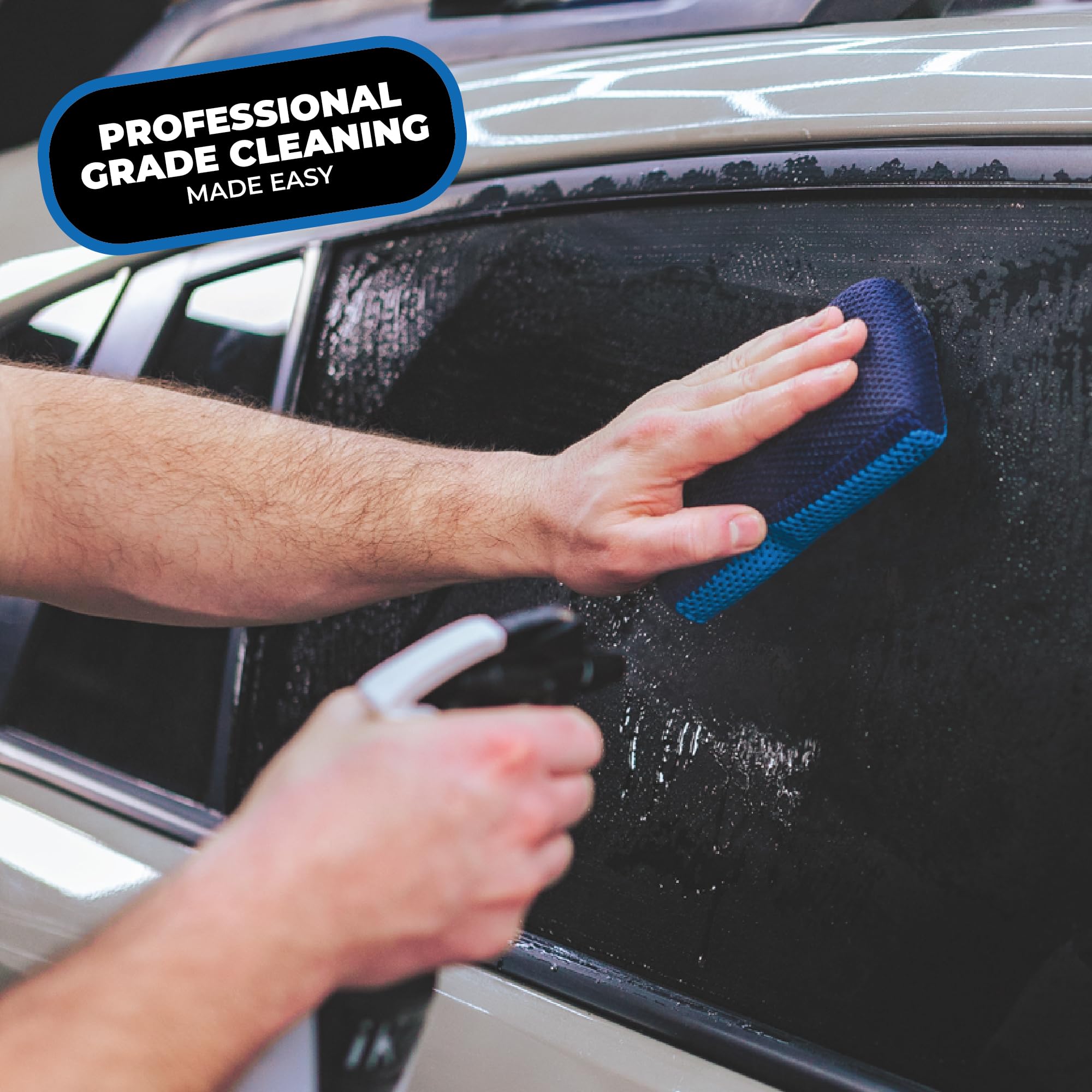 The Rag Company - Ultra Clay Scrubber - Fast and Effective Removal of Paint Contaminants, Light Overspray, and More; Dual Sided Design for Scrubbing and Clay Work; Deep Clean Glass (2-Pack)