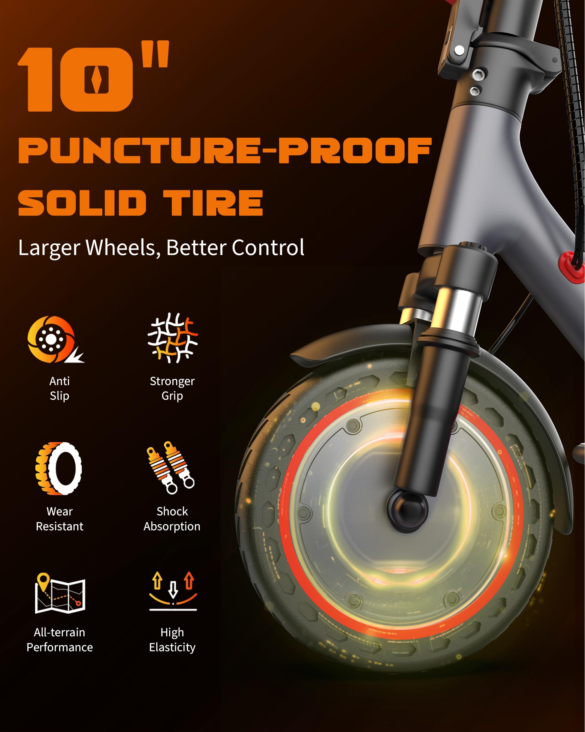 VOLPAM 10Inch Electric Scooter for Adult, Dual Suspension, 21/31MPH Top Speed, 500W/800W Powerful Motor, 22/31 /35/40/60Miles Long Range, Dual Braking, Max Load 264 lbs