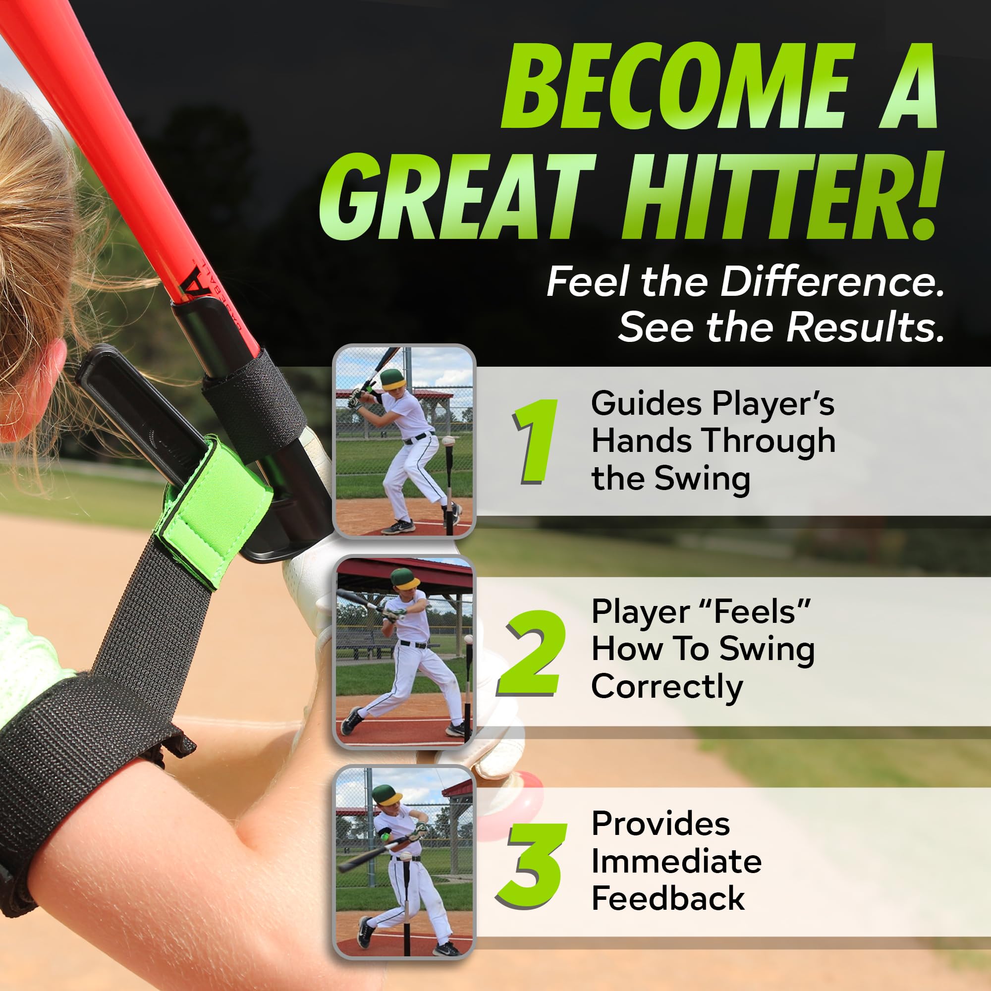 SWINGRAIL Baseball/Softball Swing Trainer Aid - Equipment for Batting and Hitting