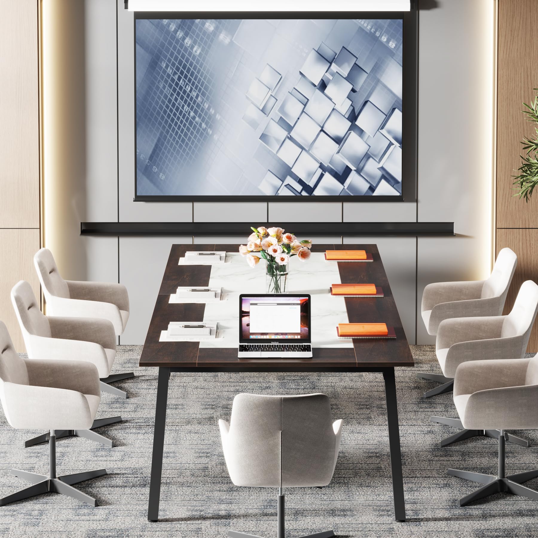 Tribesigns 6.56 FT Conference Table, 78.74-Inch Large Meeting Table for 8-10 People, Rectangle Office Conference Room Table, Business Seminar Table for Office Meeting Conference Room